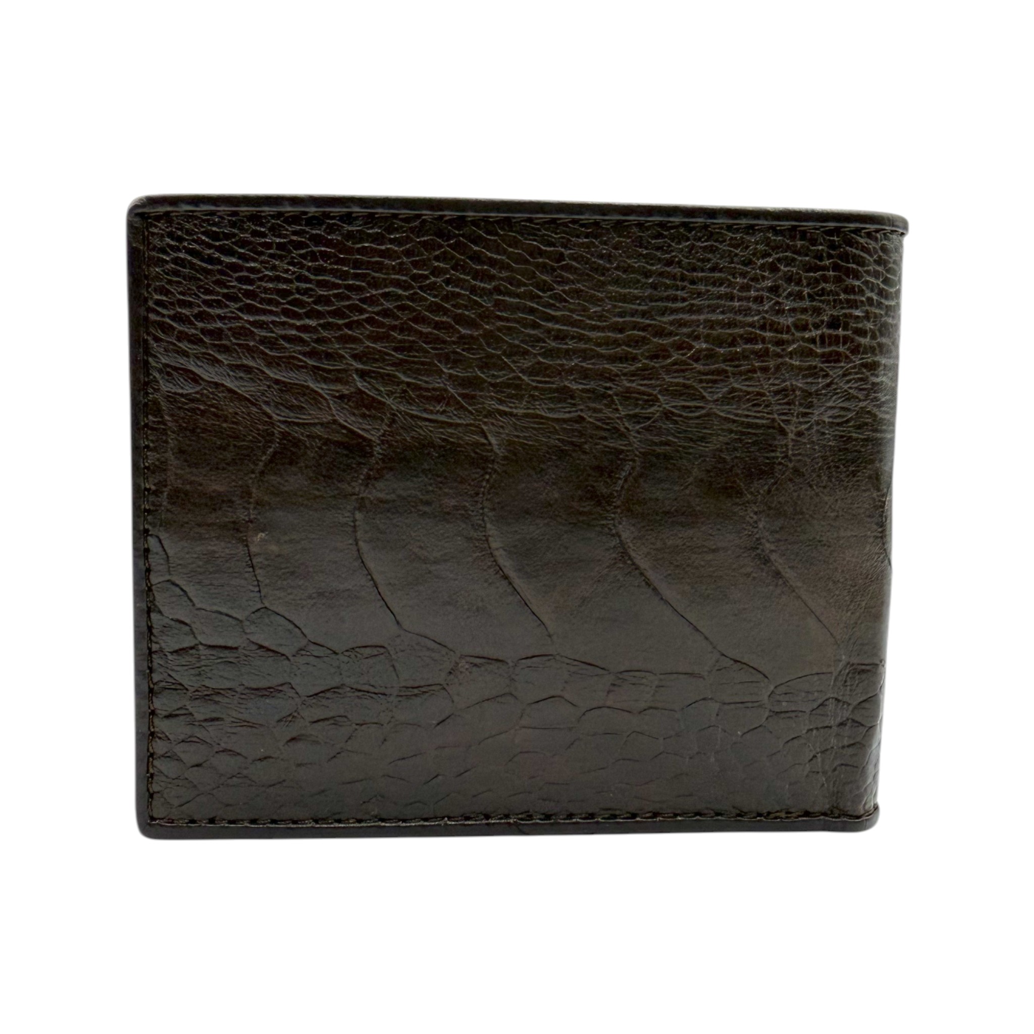 CARTERA CUADRA EN PIEL GENUINA DE PATA DE AVESTRUZ CAFÉ.