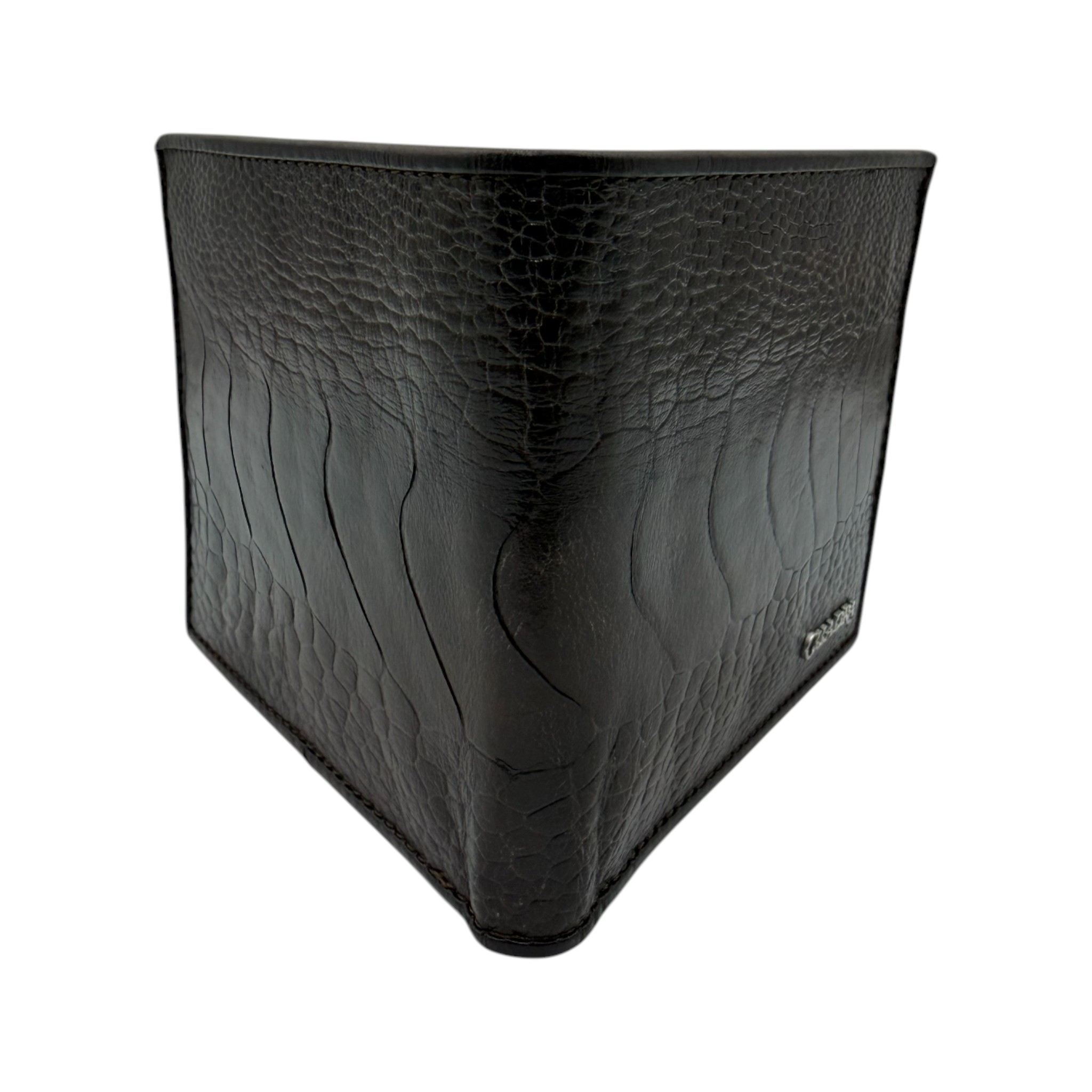 CARTERA CUADRA EN PIEL GENUINA DE PATA DE AVESTRUZ CAFÉ.