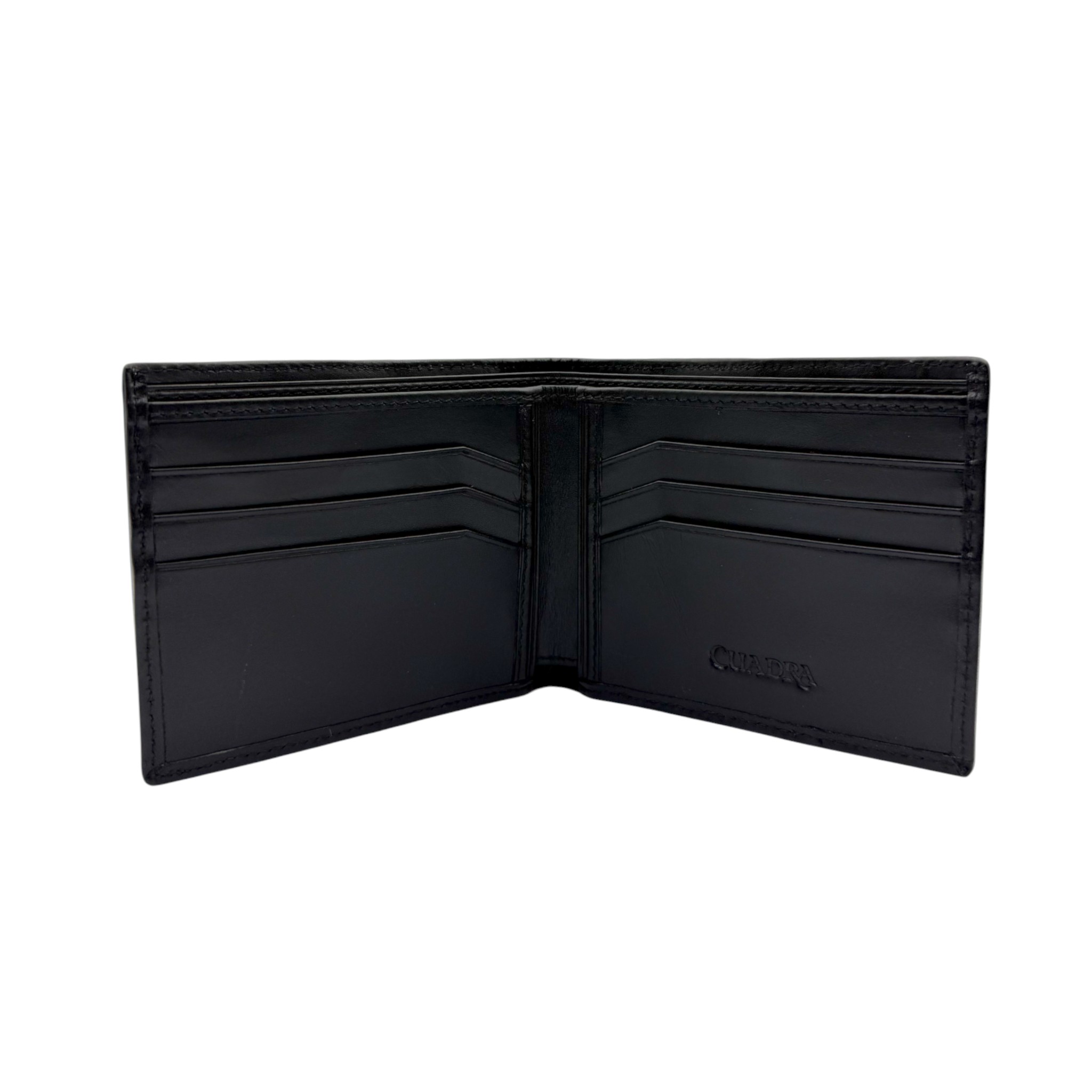 CARTERA CUADRA EN PIEL GENUINA DE CAIMAN NEGRO.