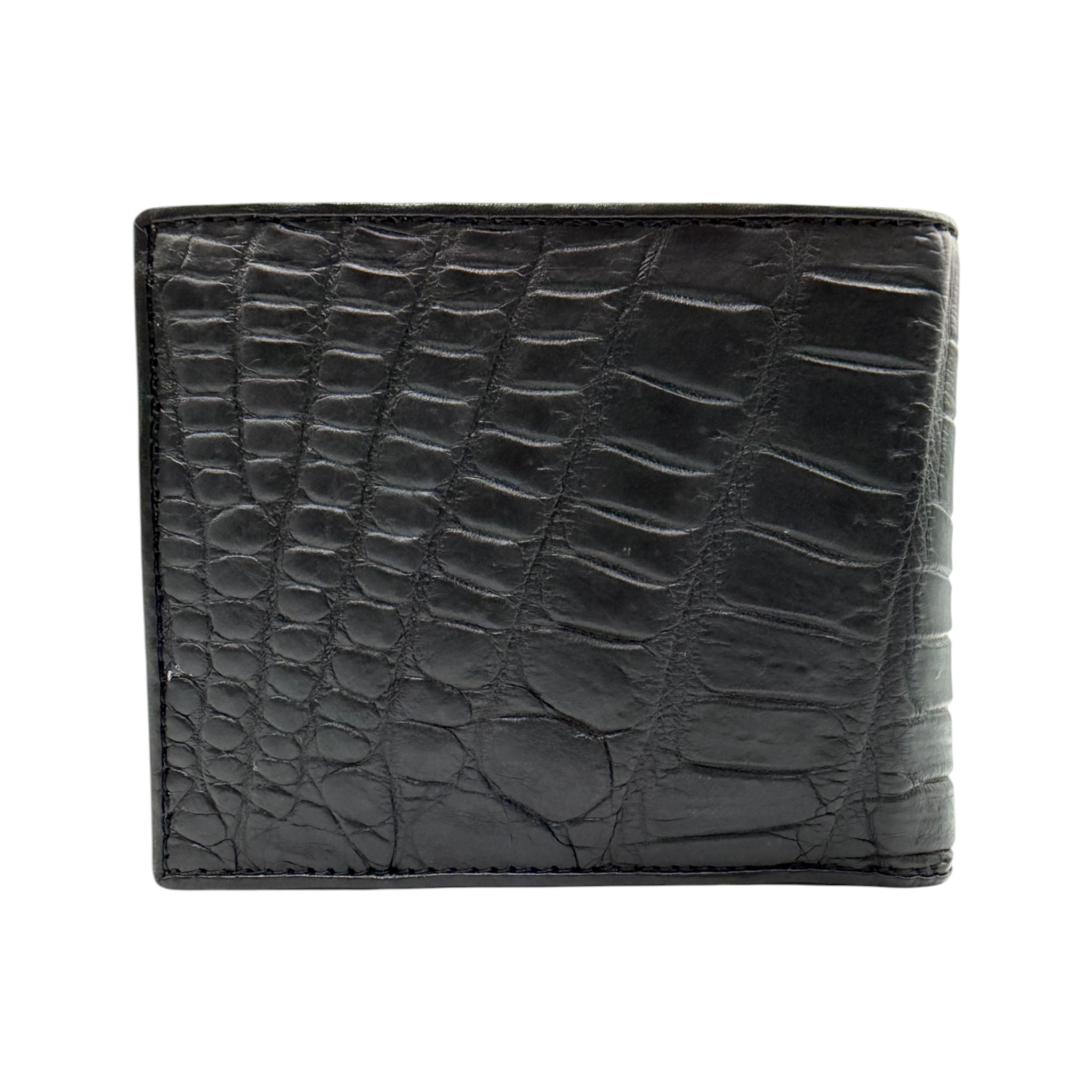 CARTERA CUADRA EN PIEL GENUINA DE CAIMAN NEGRO.