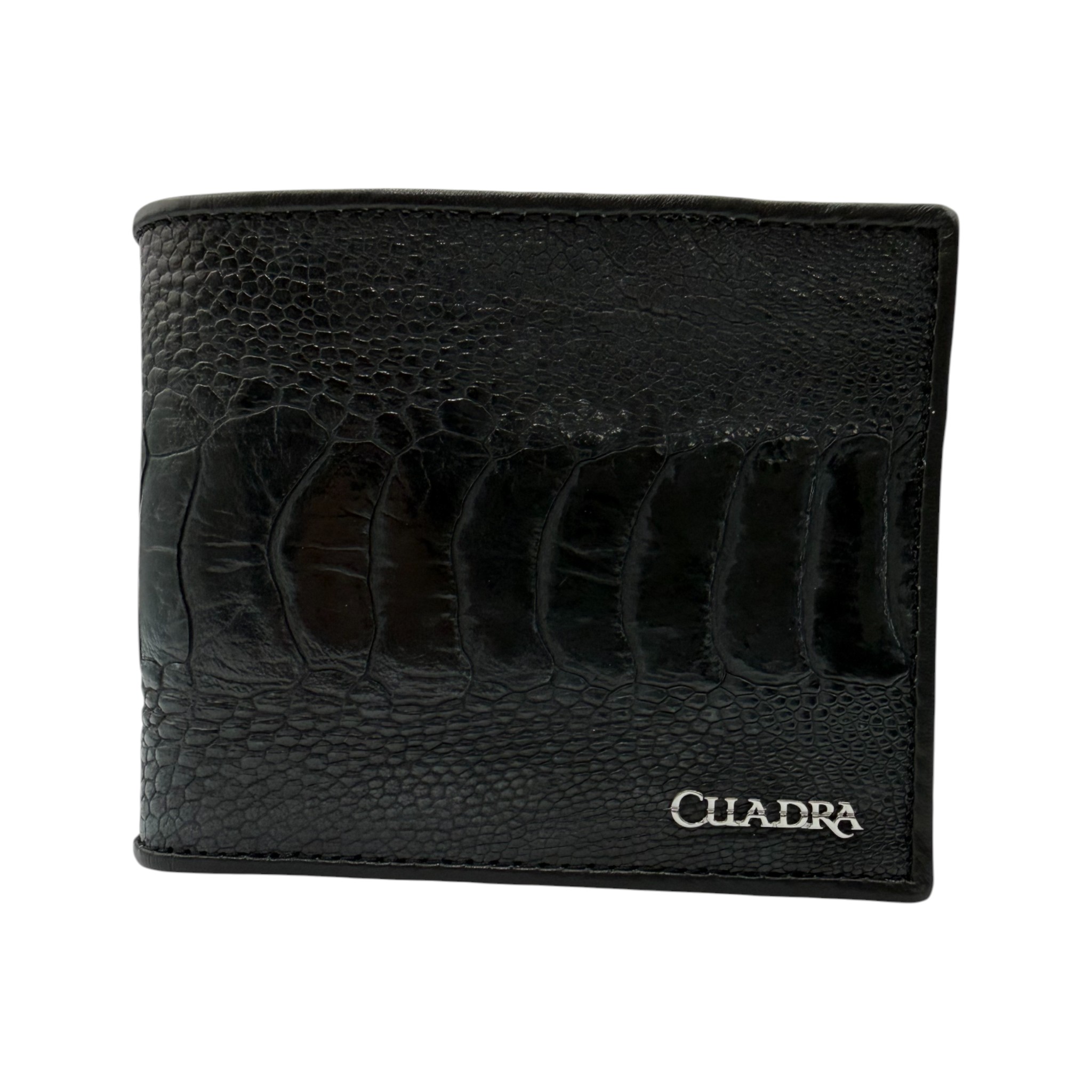 IMG_4264-Photoroom CARTERA CUADRA EN PIEL GENUINA DE PATA AVESTRUZ NEGRO.