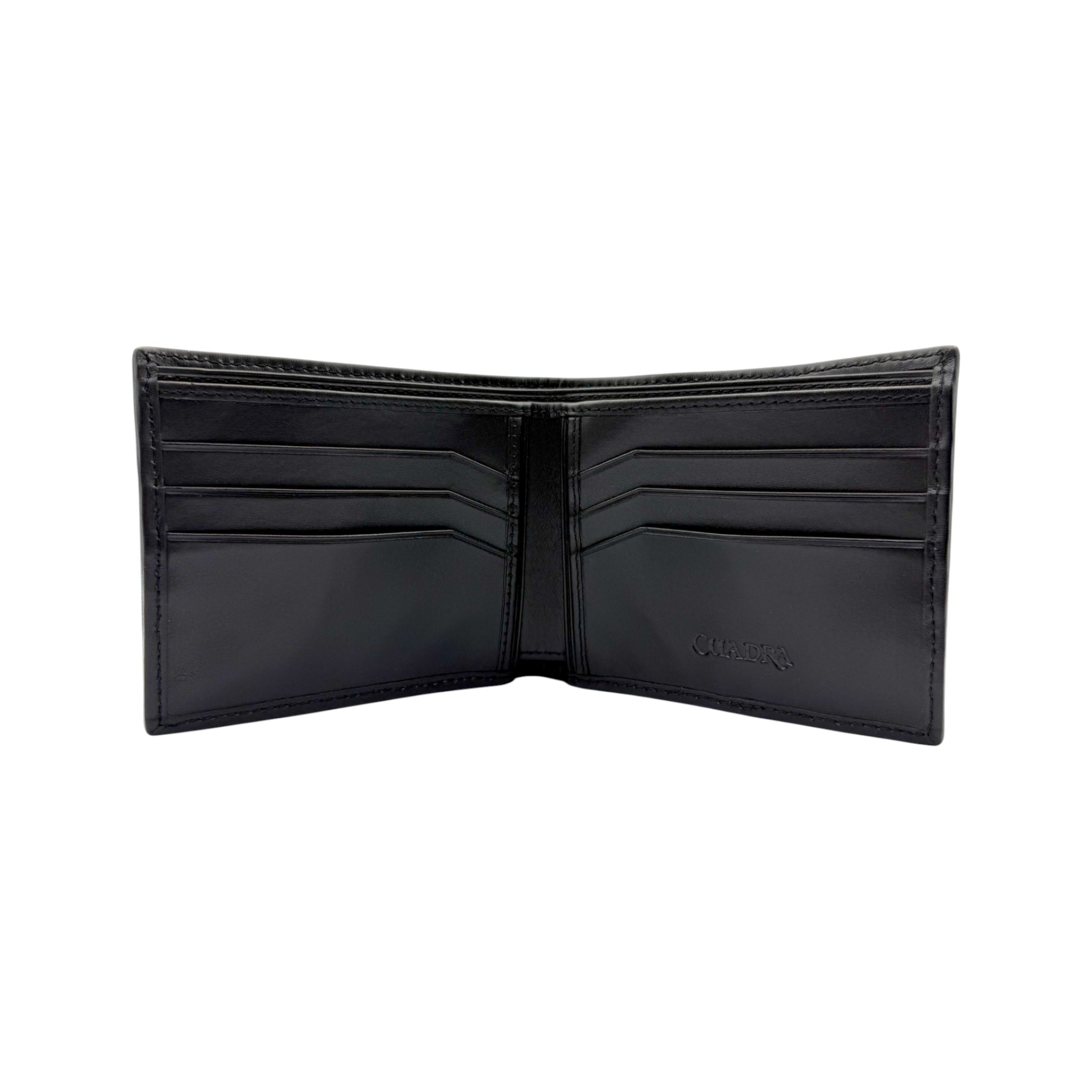 CARTERA CUADRA EN PIEL GENUINA DE PATA AVESTRUZ NEGRO.