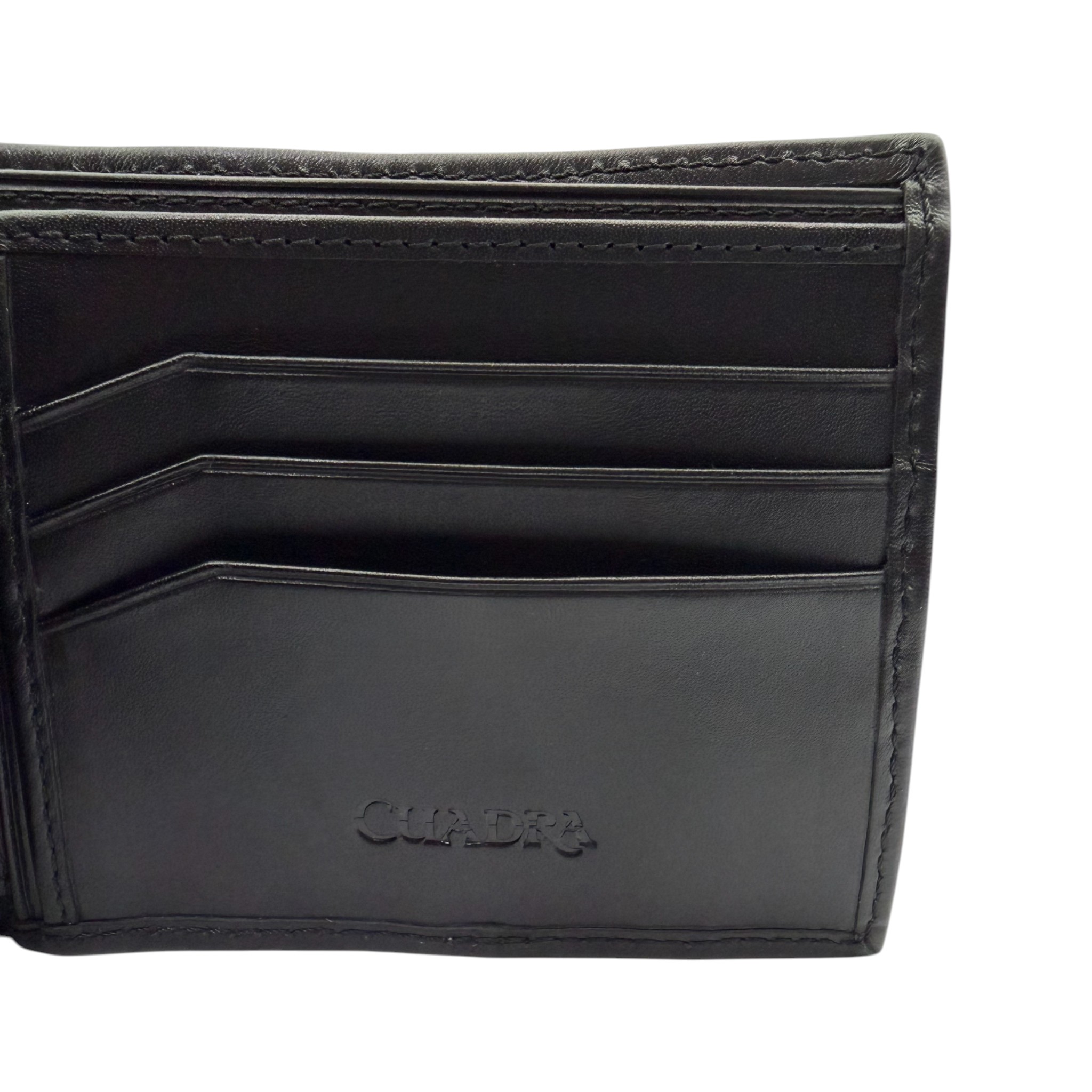 CARTERA CUADRA EN PIEL GENUINA DE PATA AVESTRUZ NEGRO.