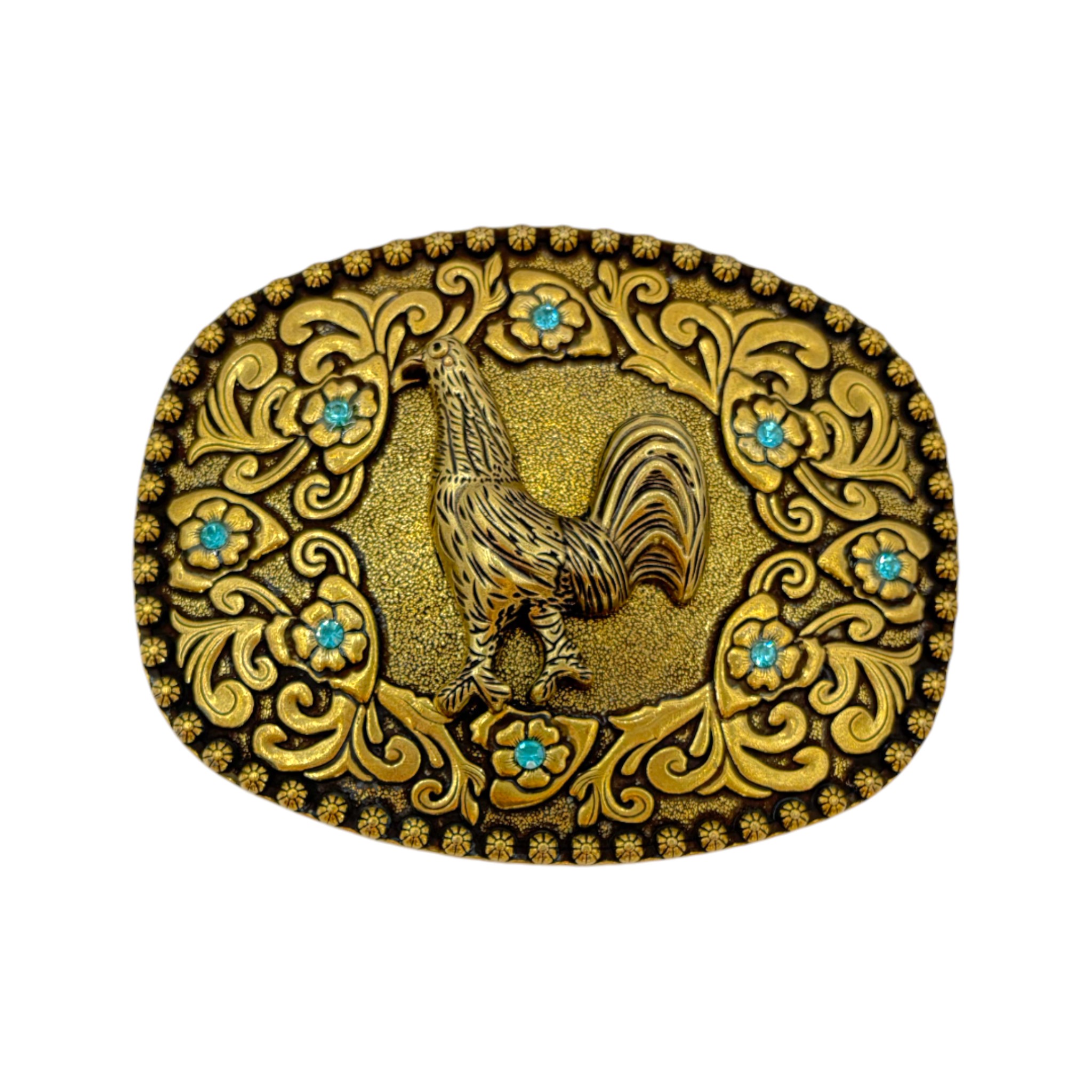HEBILLA DE ALPACAR DORADO DISEÑO DE GALLO.