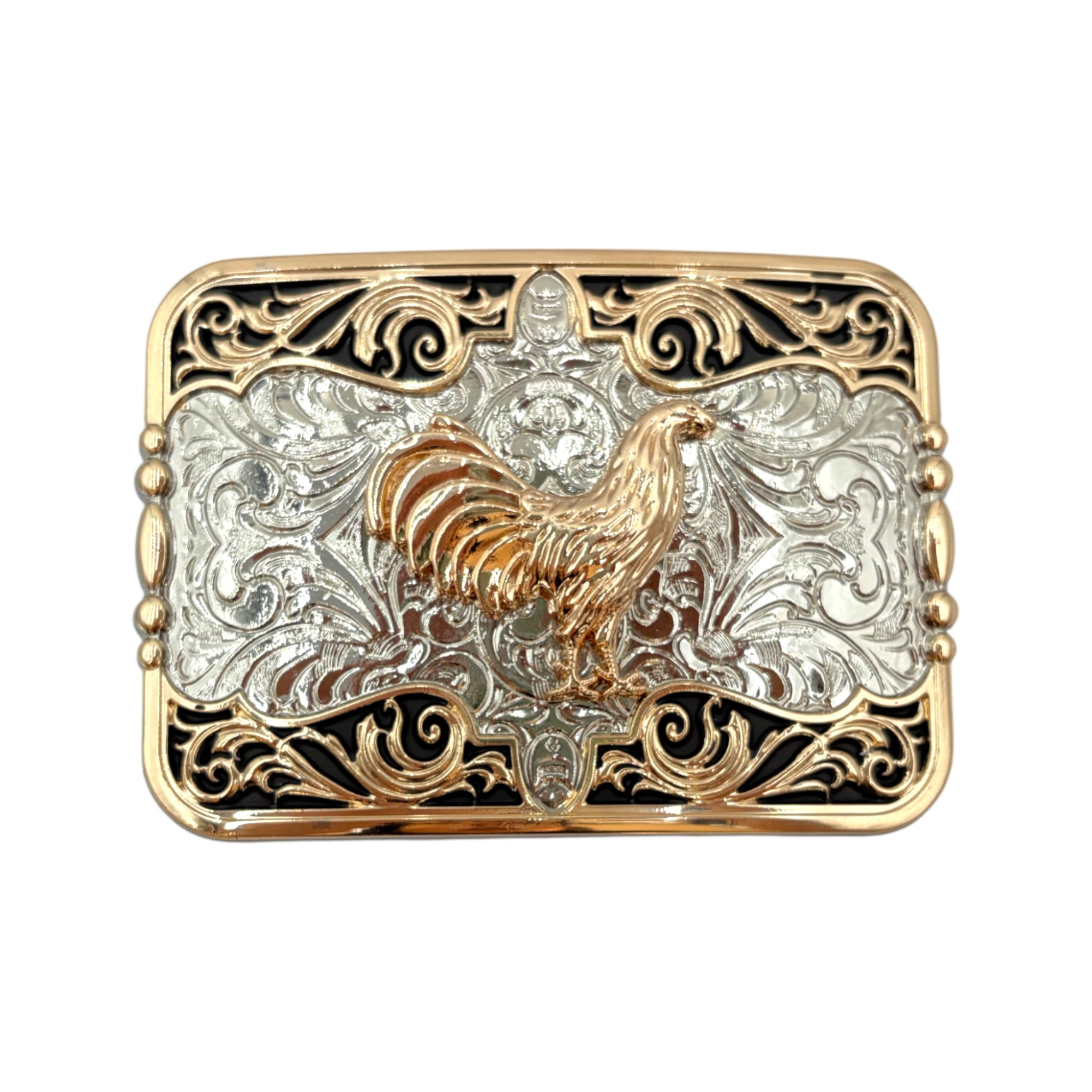 HEBILLA DE ALPACAR VAQUERA GUIA CUADRADA BRONCO COLOR ORO.