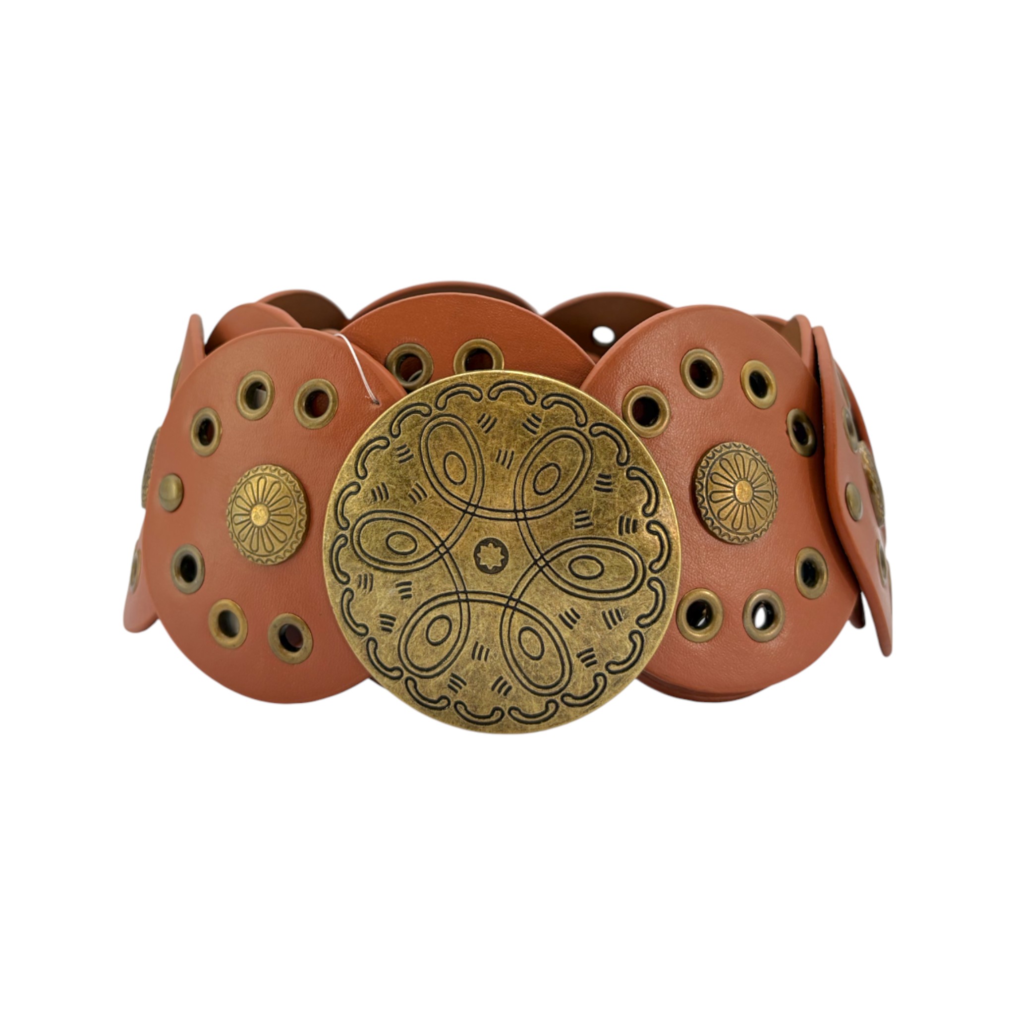 CINTO VAQUERO DAMA SINTETICO HOJILLOS CAFÉ CLARO.