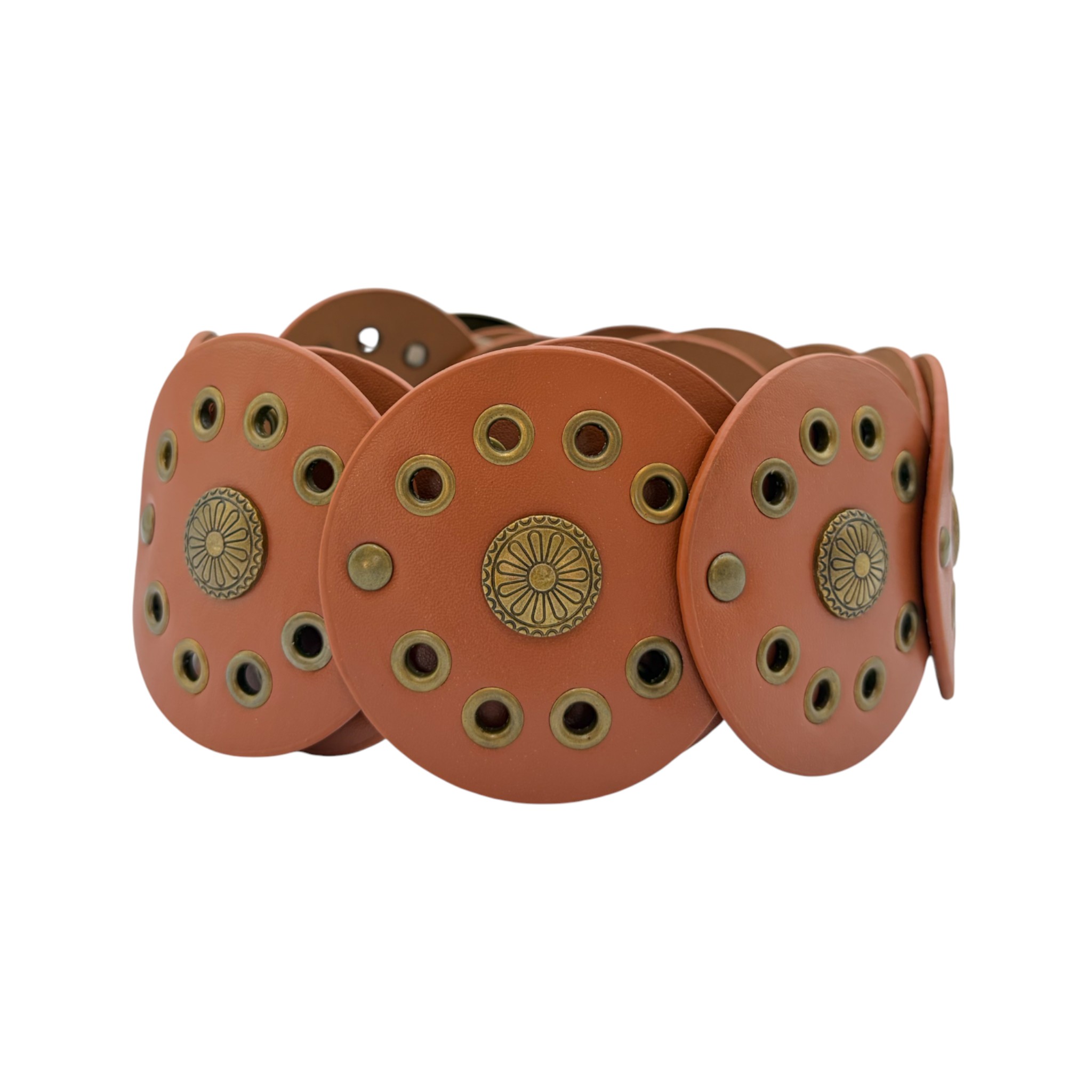 CINTO VAQUERO DAMA SINTETICO HOJILLOS CAFÉ CLARO.