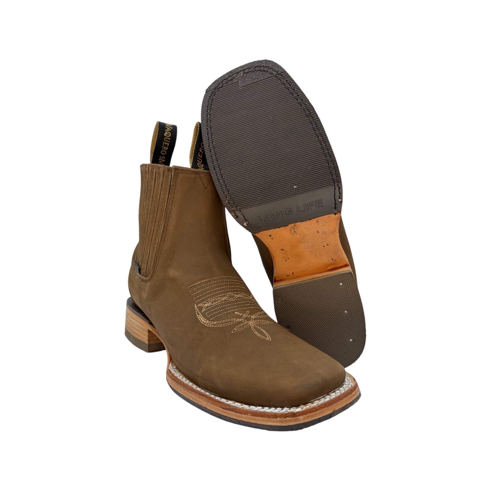 BOTIN VAQUERO SM HORMA RODEO EN PIEL NOBUCK COLOR COBRE.