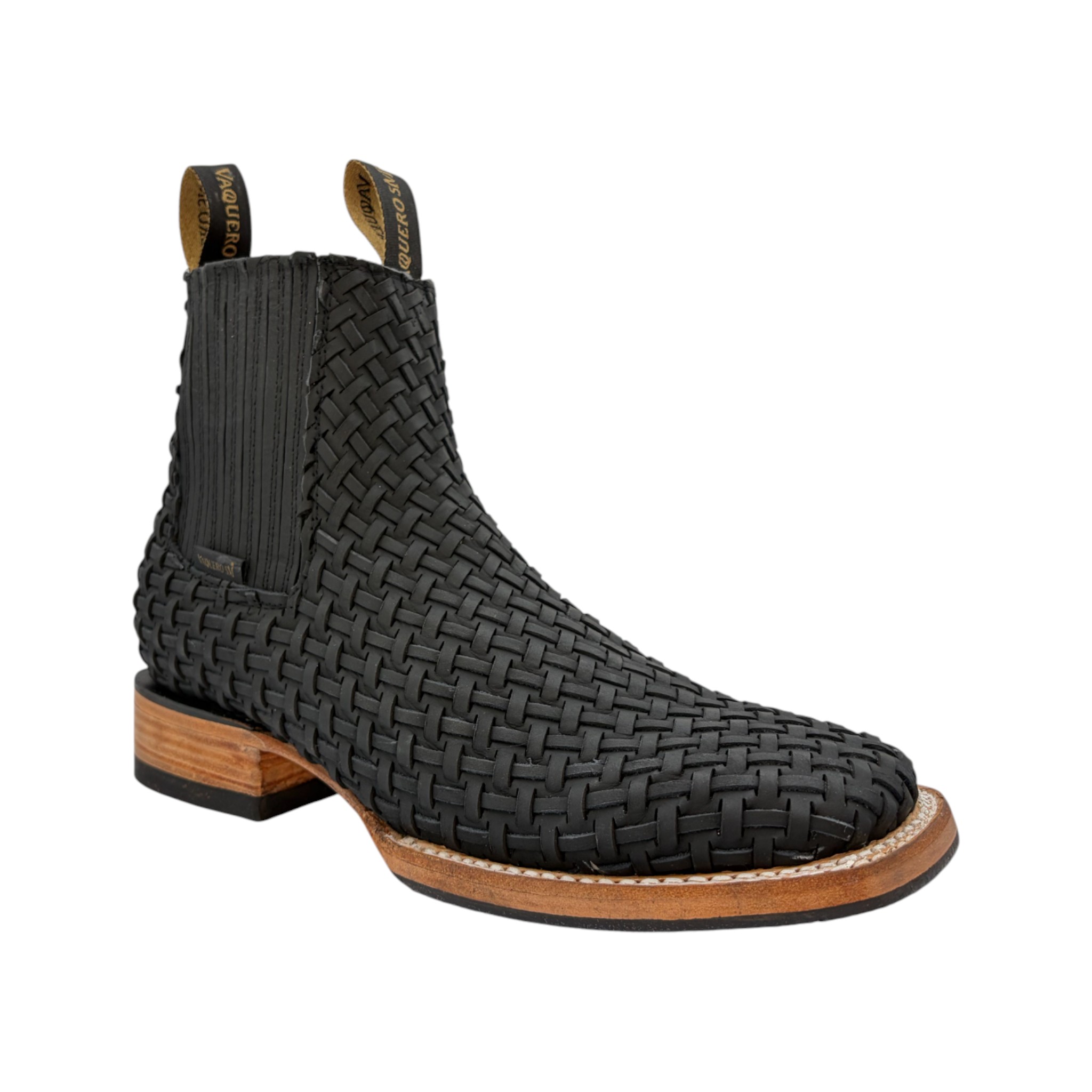 BOTIN VAQUERO SM HORMA RODEO EN PIEL CON GRABADO EN PETATILLO COLOR NEGRO.