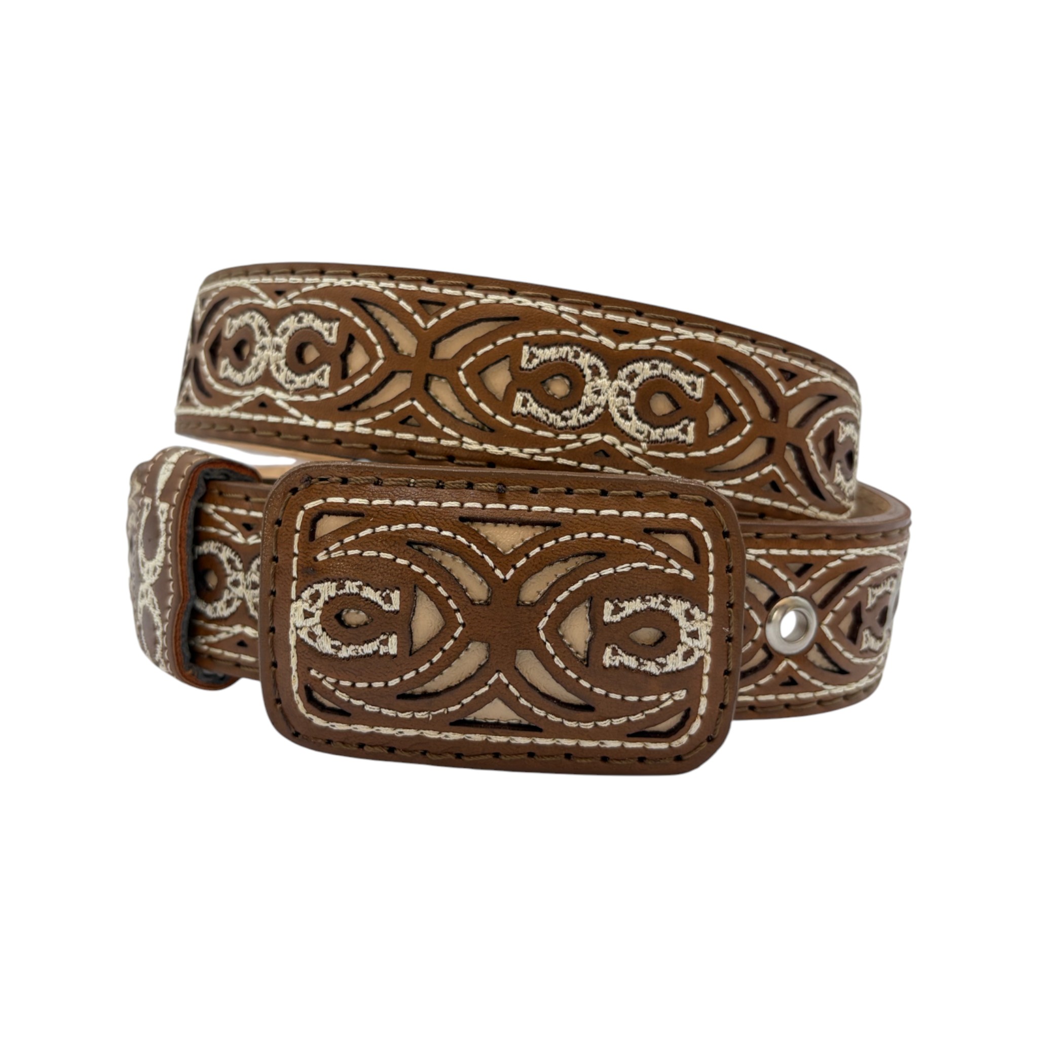 CINTO VAQUERO NAVAJEADO NIÑO MIEL.