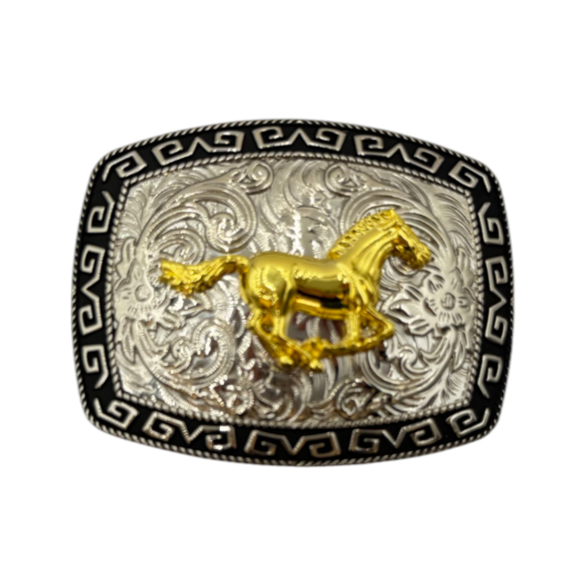 HEBILLA ALPACAR VAQUERA SEMI OVAL COLOR PLATA CON BRONCO.