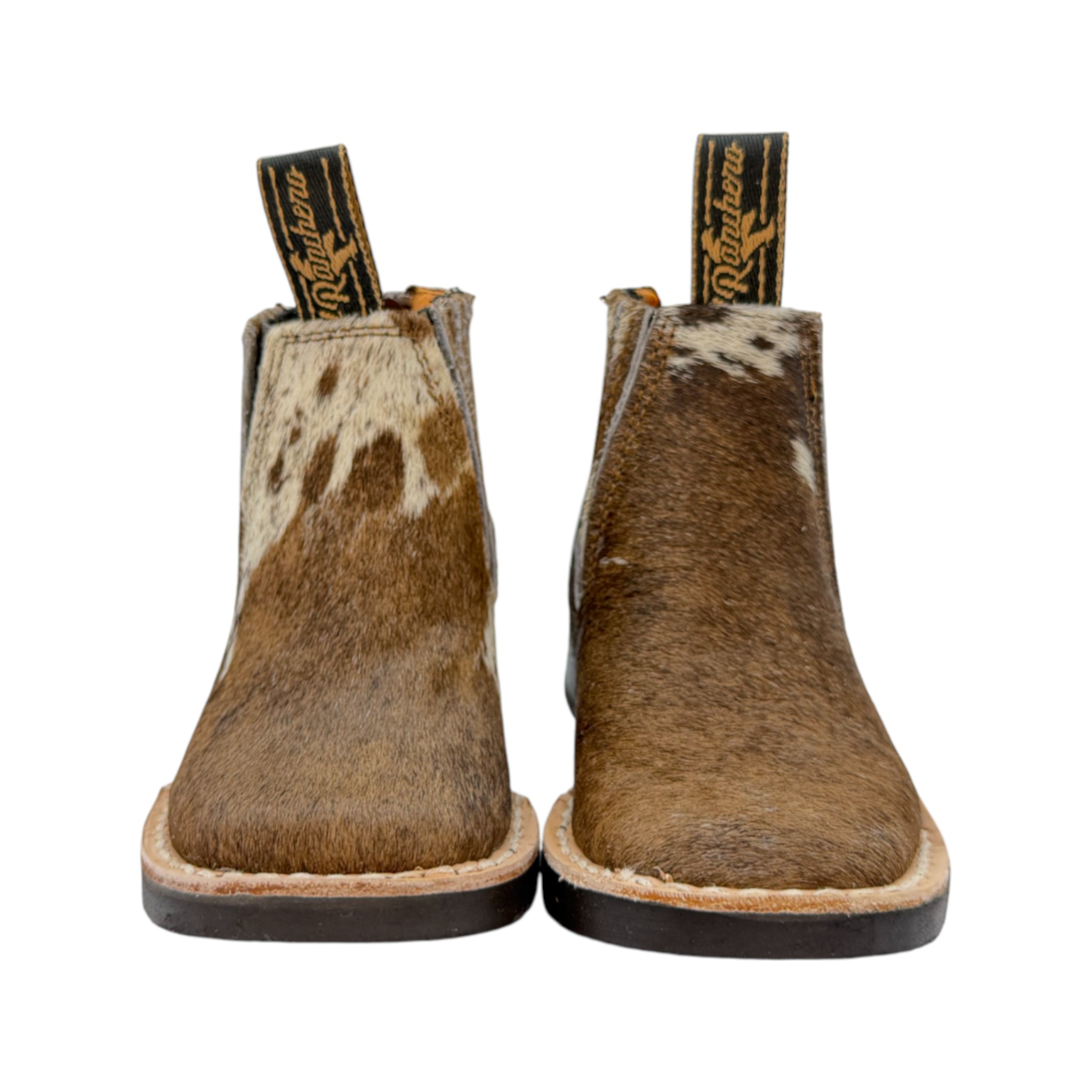 BOTIN RANCHERO NIÑO EN PELO GENUINO DE VACA.