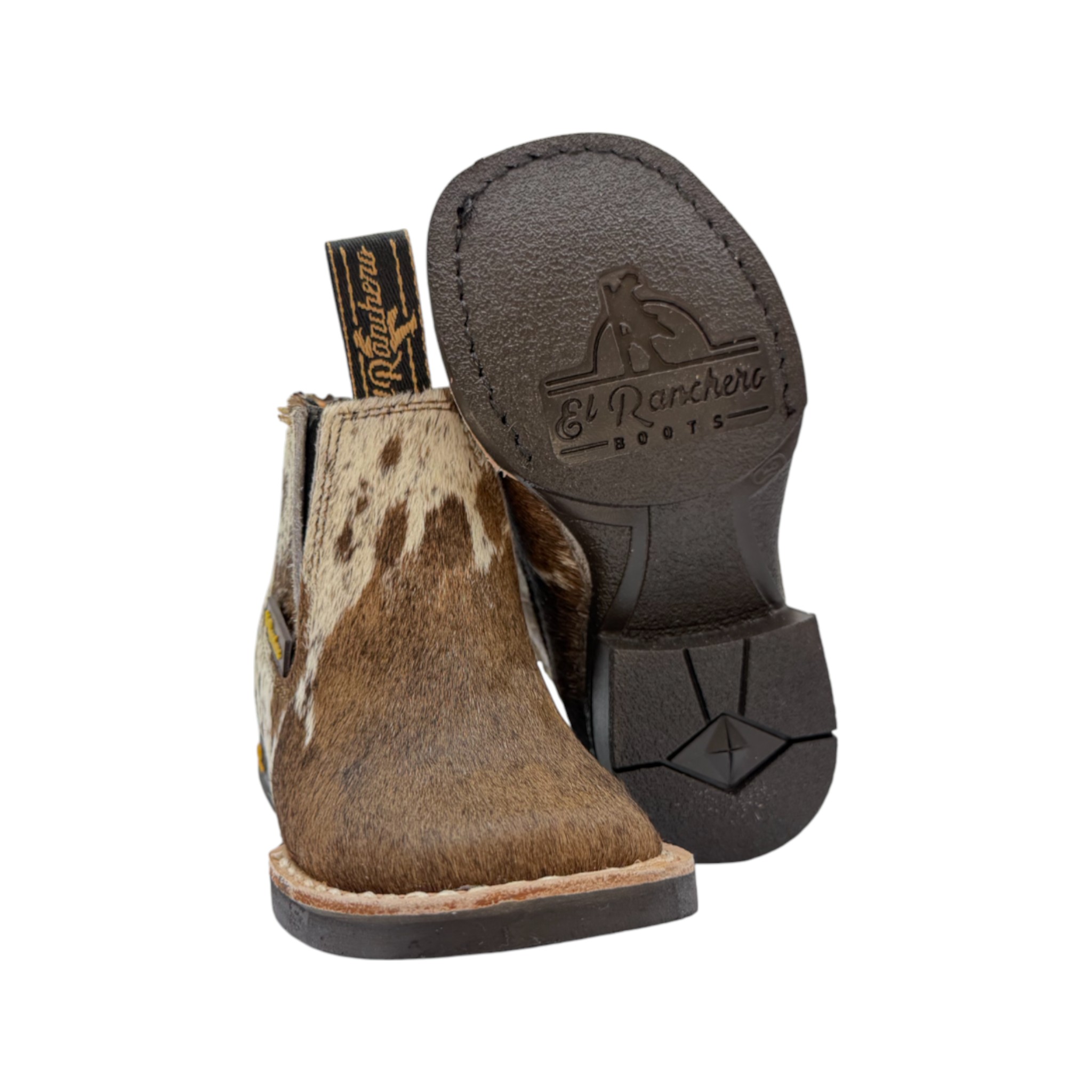 BOTIN RANCHERO NIÑO EN PELO GENUINO DE VACA.