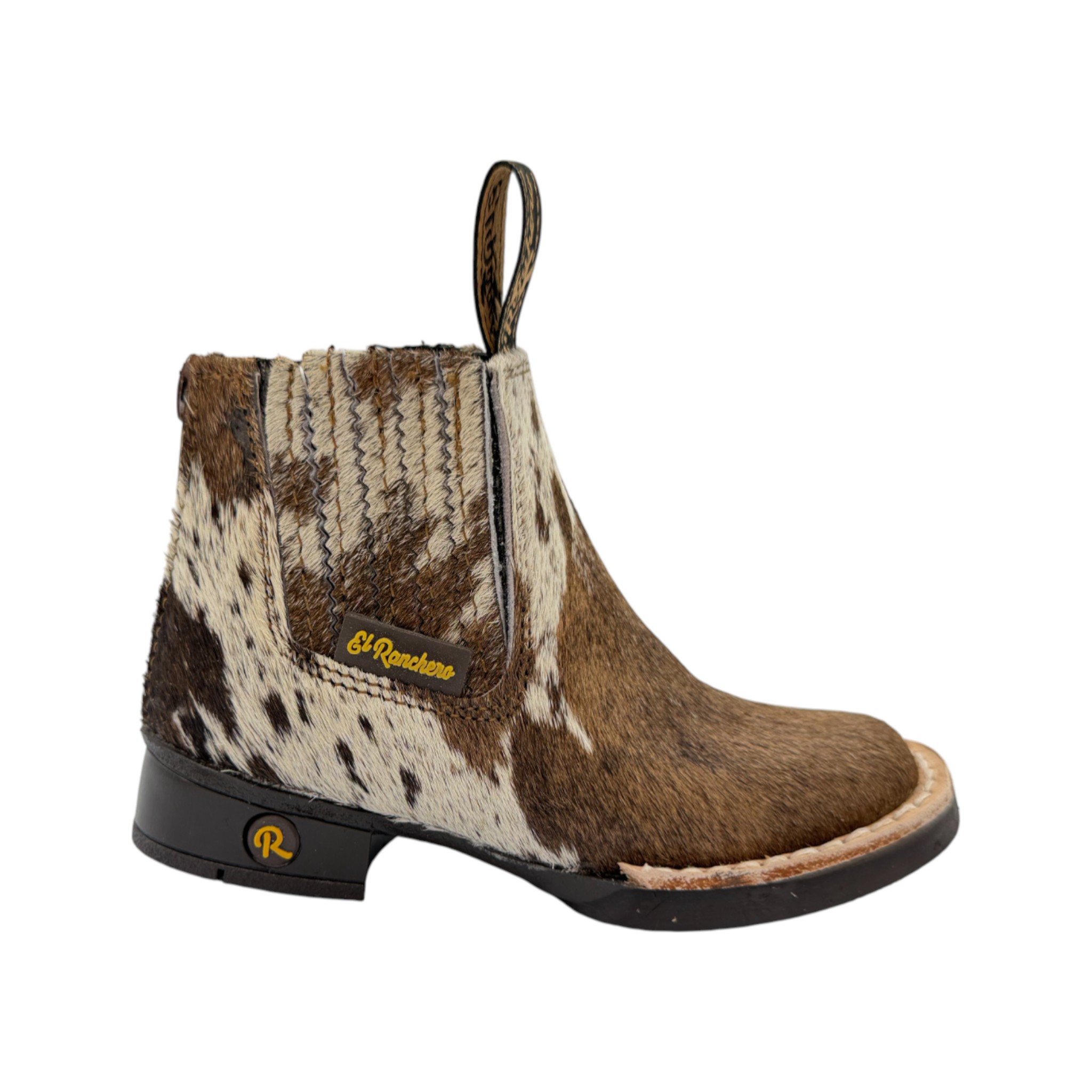 BOTIN RANCHERO NIÑO EN PELO GENUINO DE VACA.