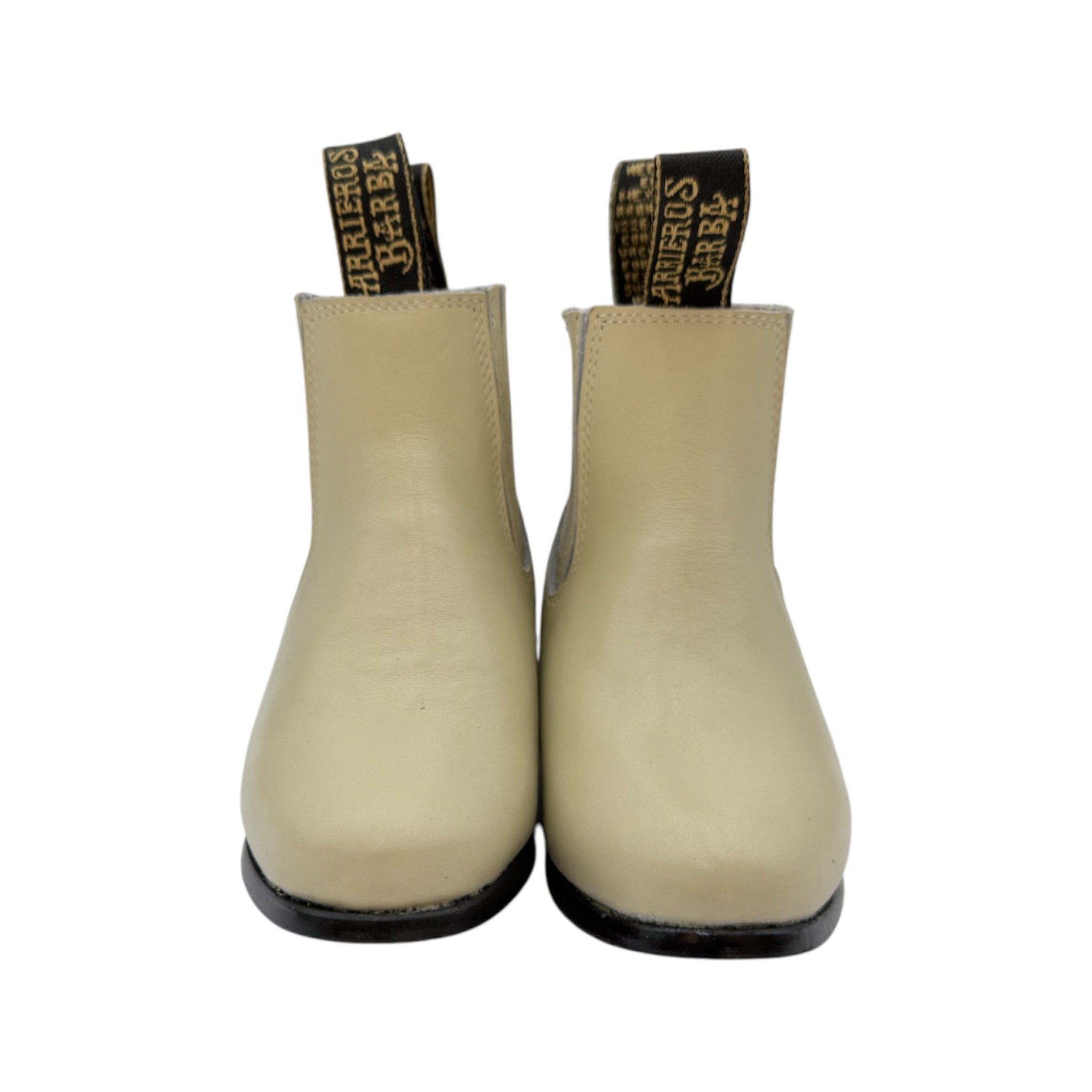 BOTIN GMR NIÑO EN PIEL DE RES COLOR HUESO.