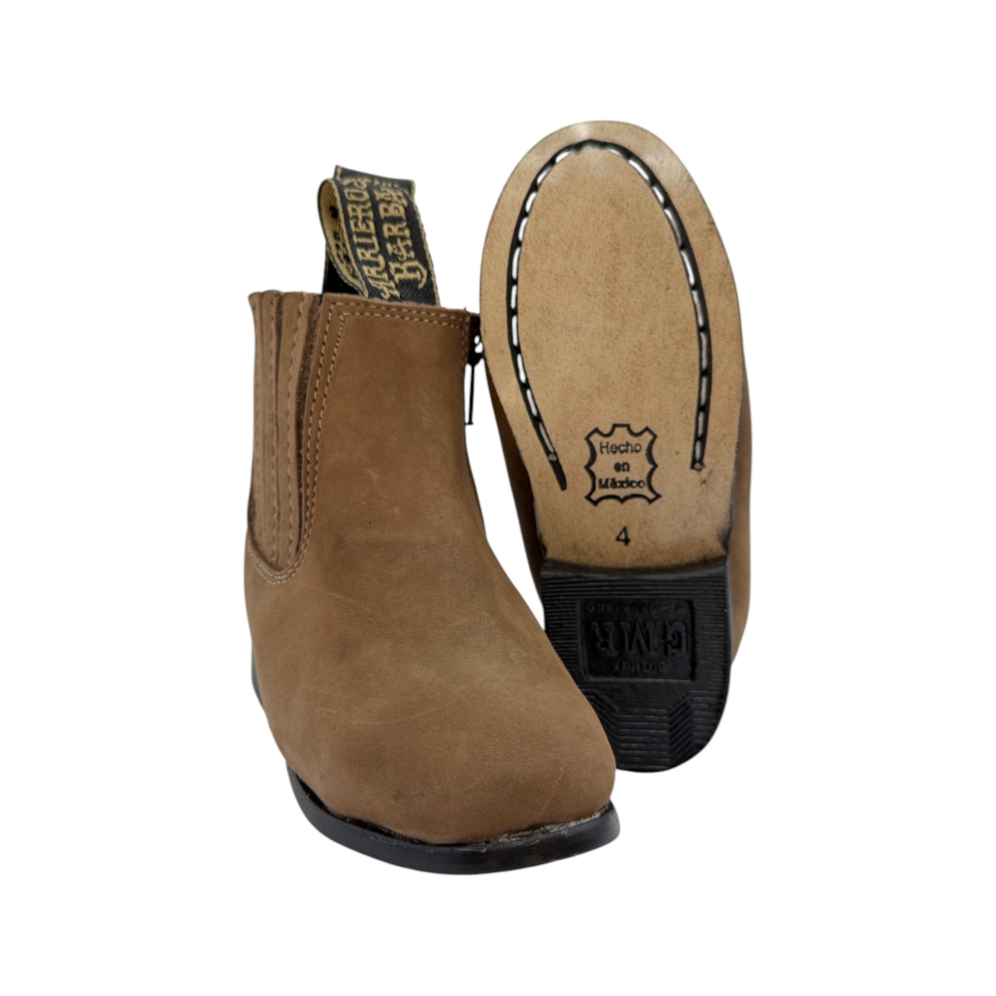 BOTIN GMR NIÑO EN PIEL NOBUCK COLOR CANELA.