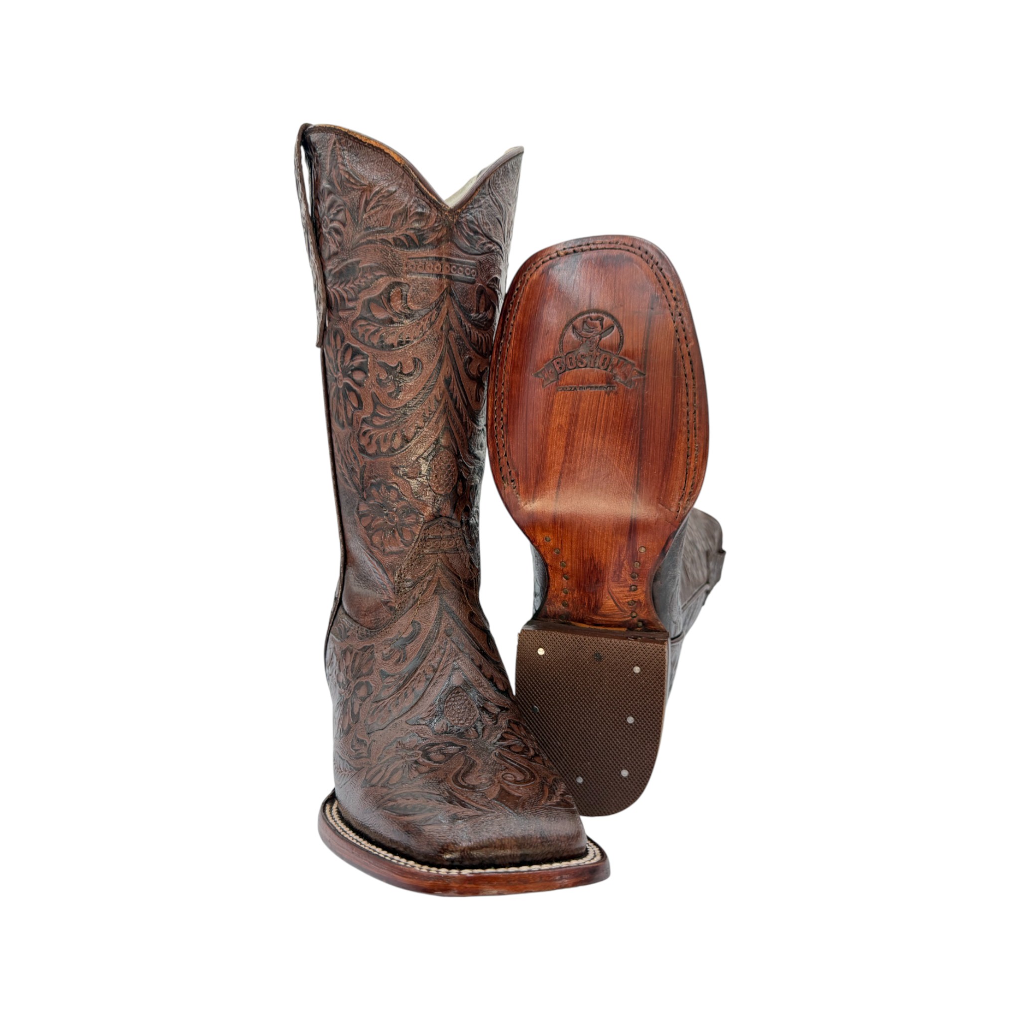 BOTA BOSTON DAMA CINCELADO COMPLETO CAFÉ.