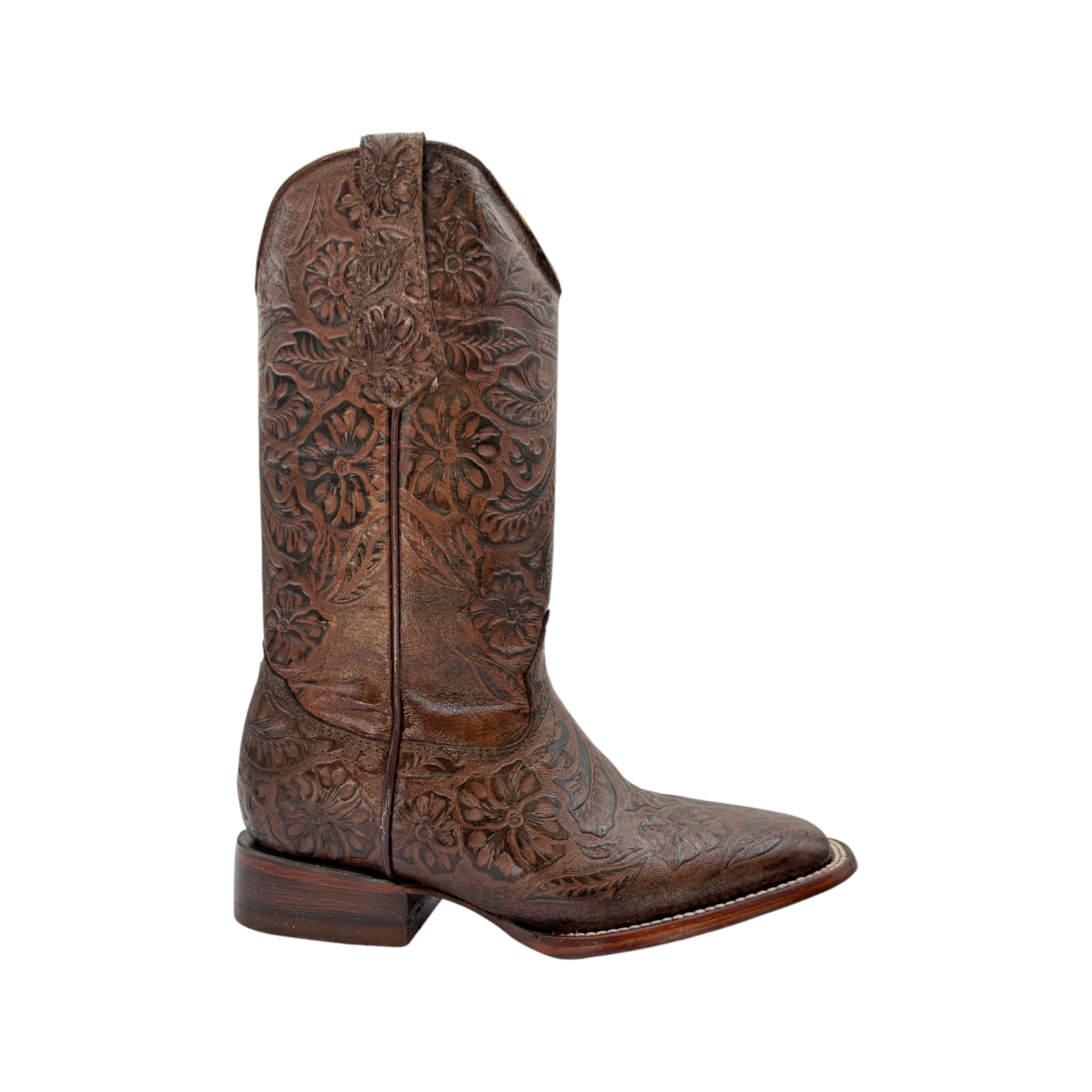 BOTA BOSTON DAMA CINCELADO COMPLETO CAFÉ.