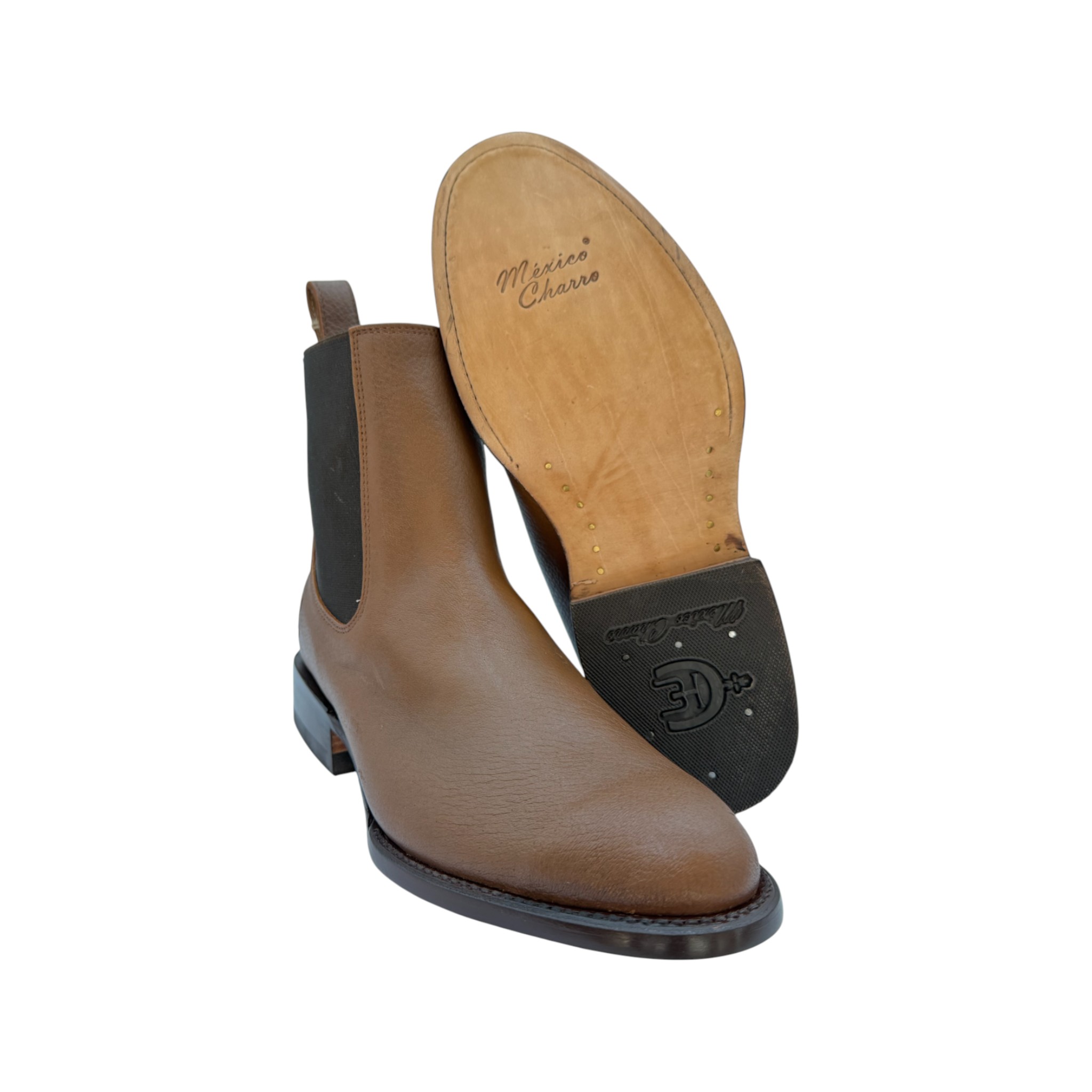 BOTIN MEXICO CHARRO PIEL DE VENADO MIEL SUELA DE CUERO.