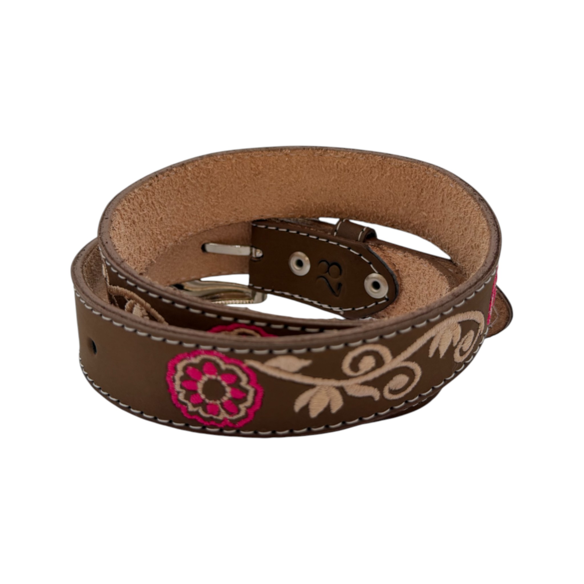 CINTO NIÑA BORDADO FLOR CAFÉ/ROSA