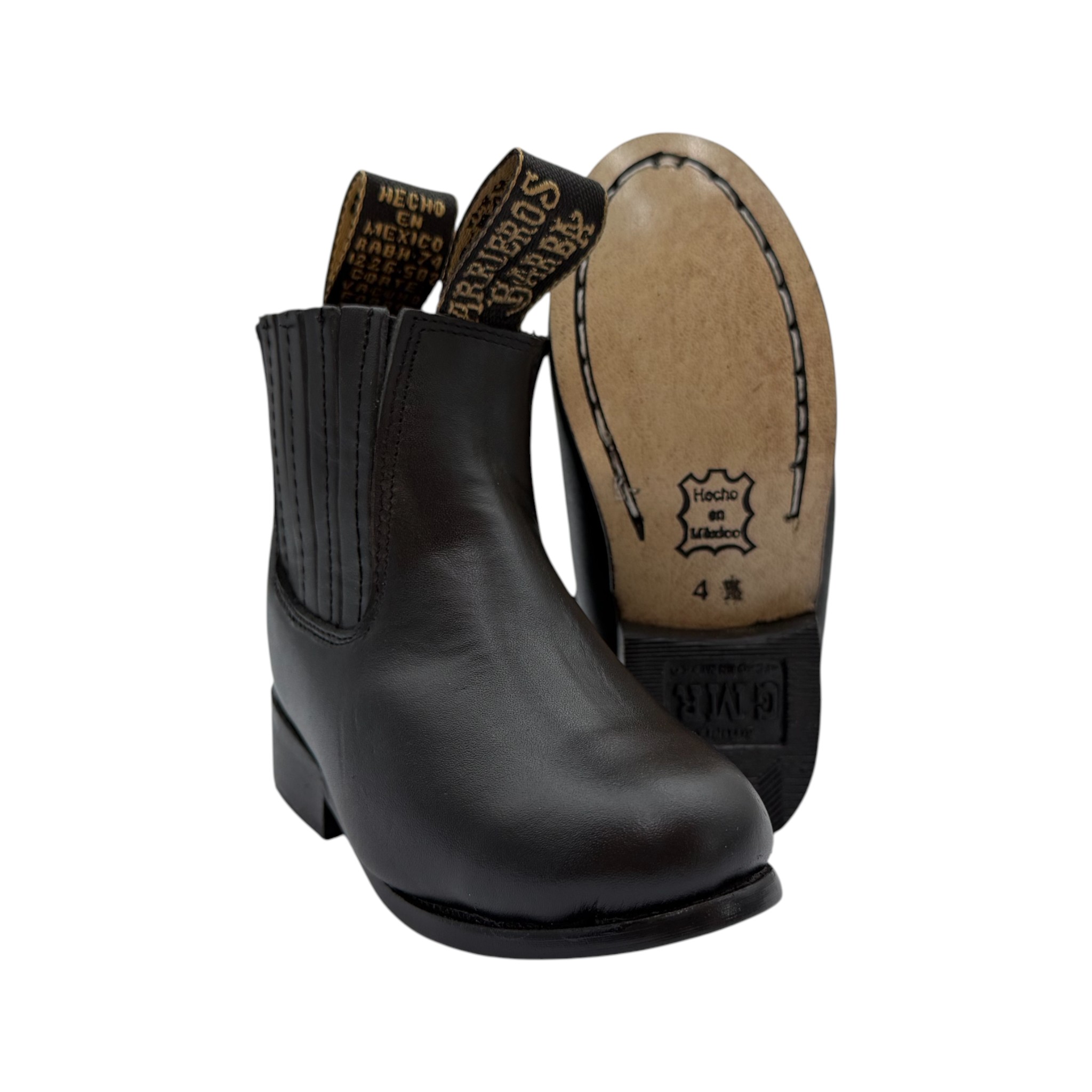 BOTÍN GRM NIÑO EN PIEL COLOR NEGRO.