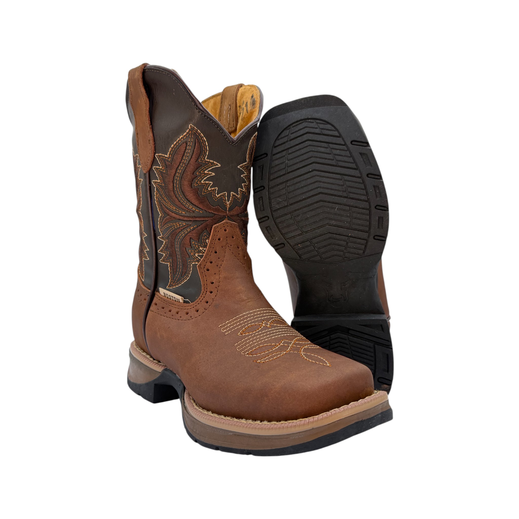 BOTA RODEO NIÑO EN PIEL CAFÉ SUELA POLIURETANO LIGERA.