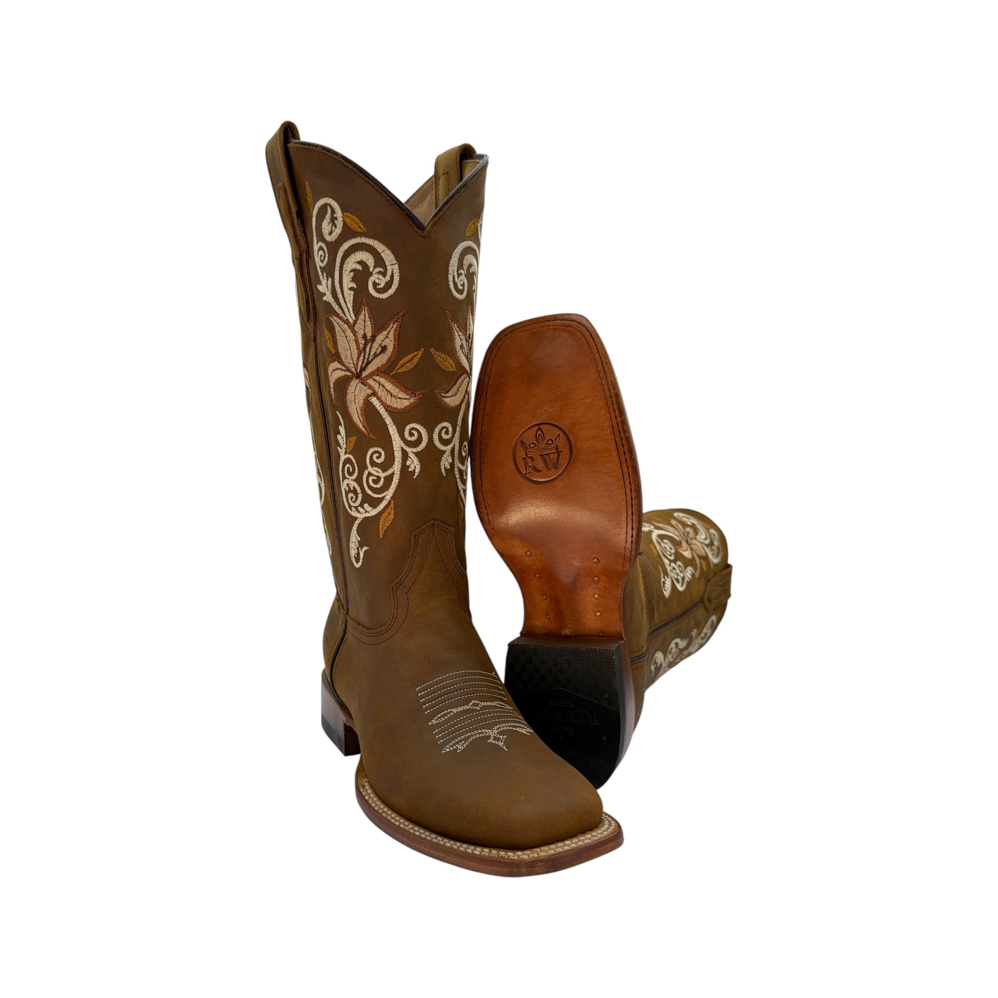 IMG_4600-Photoroom BOTA VAQUERA DE DAMA REYWELT EN PIEL COLOR CAFÉ CON BORDADO FLORAL