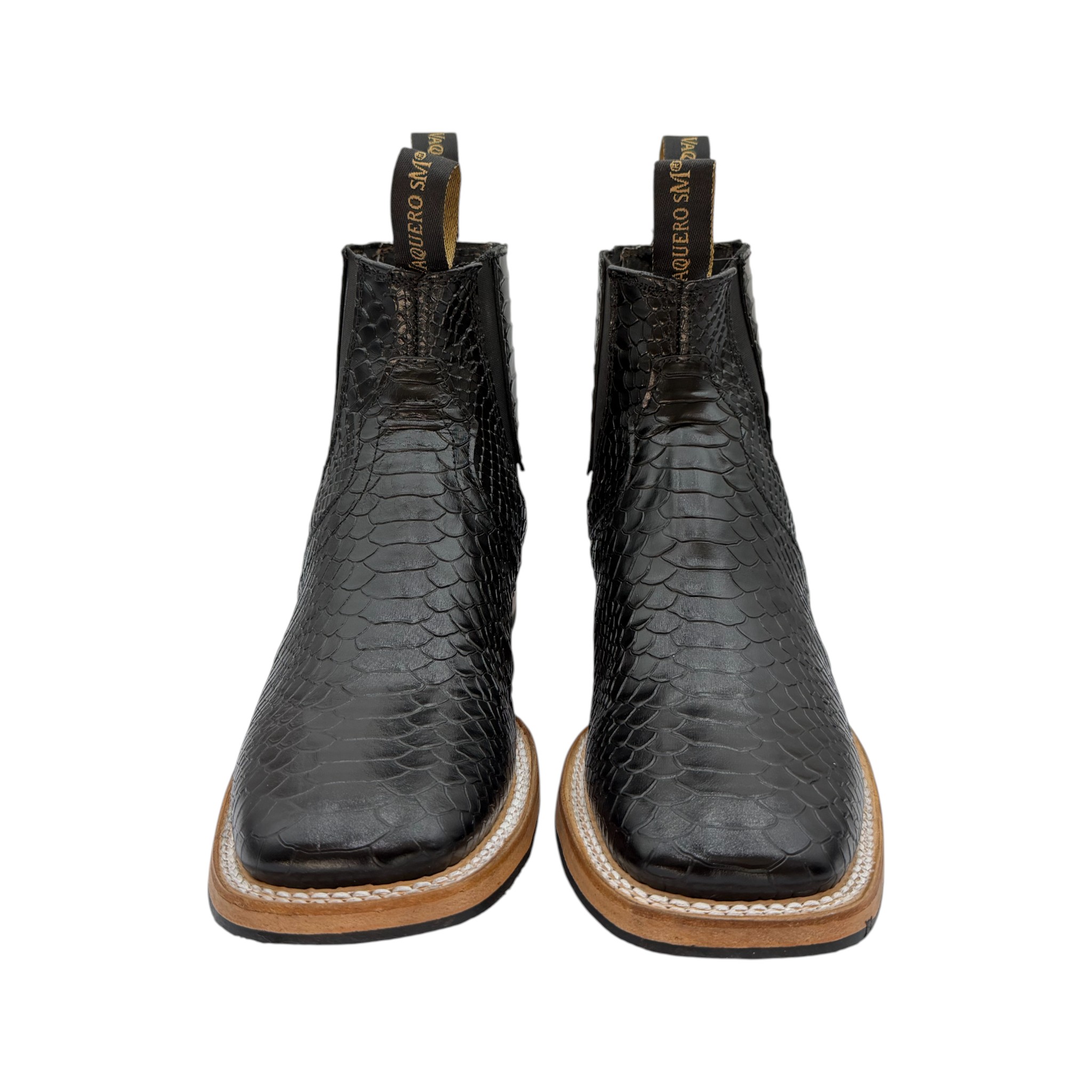 BOTÍN VAQUERO DE HOMBRE VAQUERO SM EN PIEL DE PITÓN COLOR NEGRO