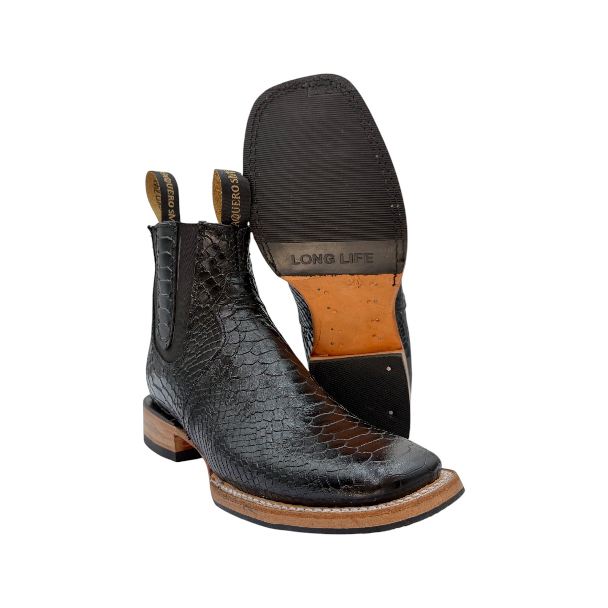 BOTÍN VAQUERO DE HOMBRE VAQUERO SM EN PIEL DE PITÓN COLOR NEGRO