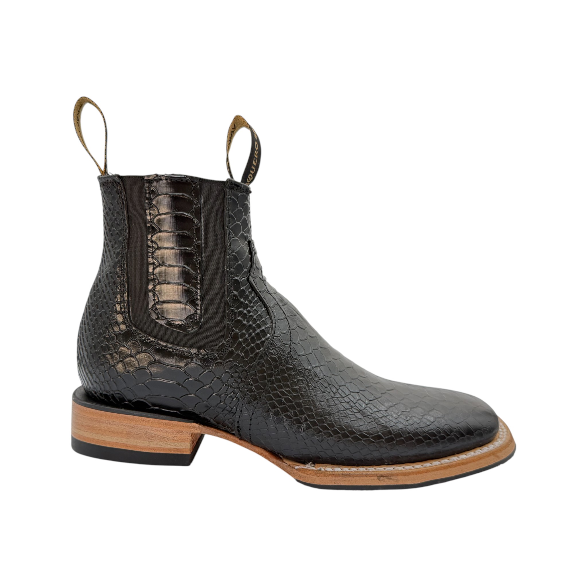 BOTÍN VAQUERO DE HOMBRE VAQUERO SM EN PIEL DE PITÓN COLOR NEGRO