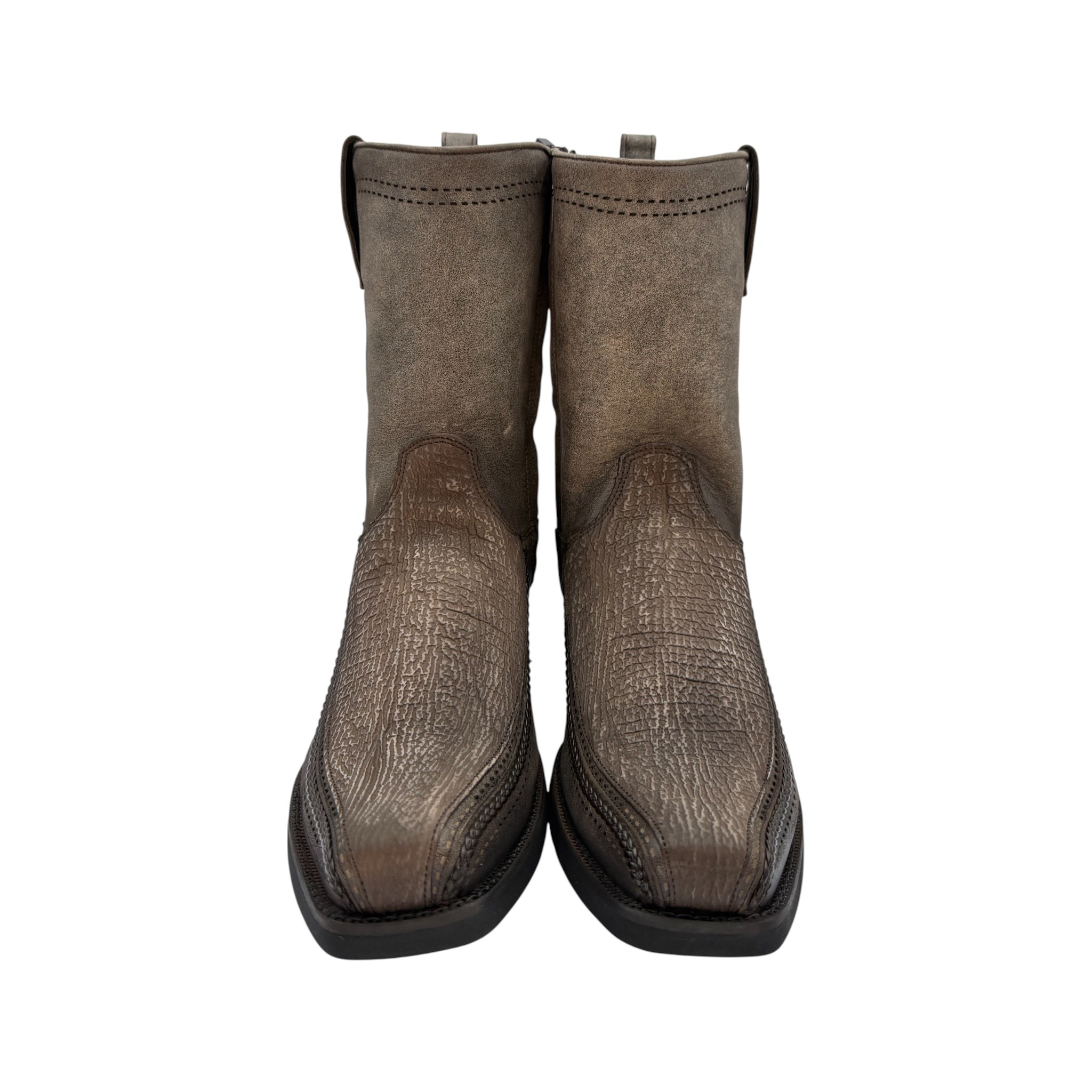 BOTA DE CABALLERO CUADRA EN PIEL DE TIBURÓN.