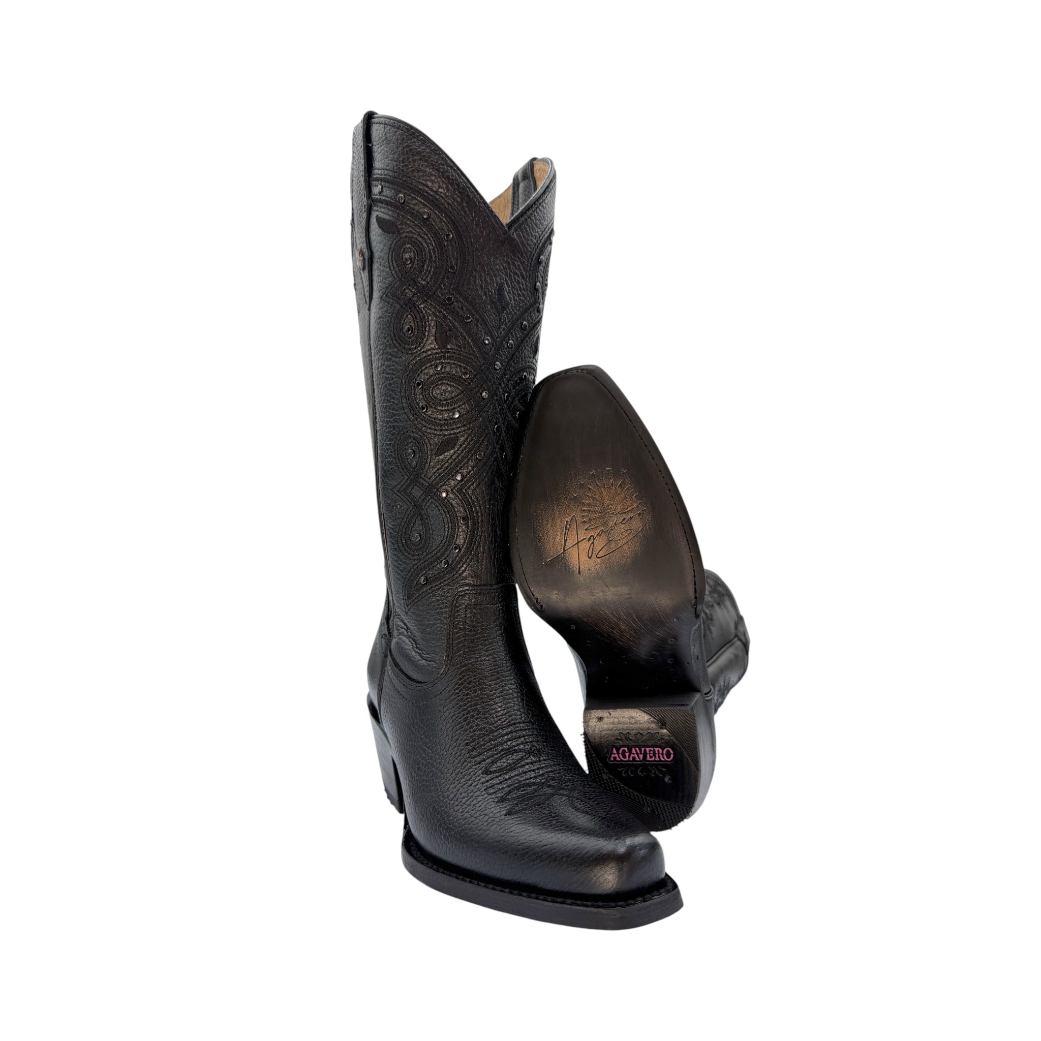 BOTA DE DAMA AGAVERO EN PIEL COLOR NEGRO