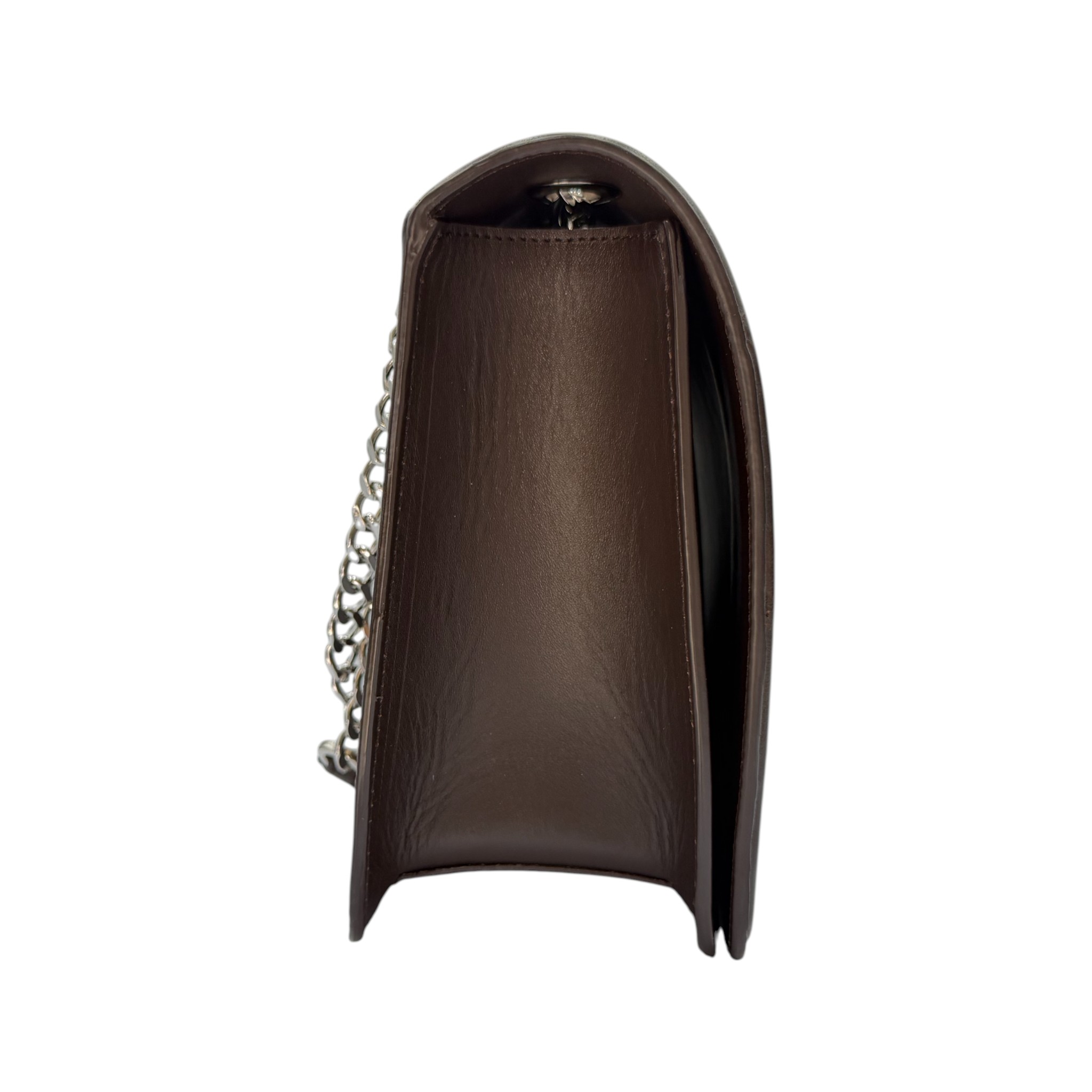 BOLSA MARCA CUADRA DE DAMA CUADRADA COLOR CAFÉ EN PIEL GENUINA DE PITÓN.