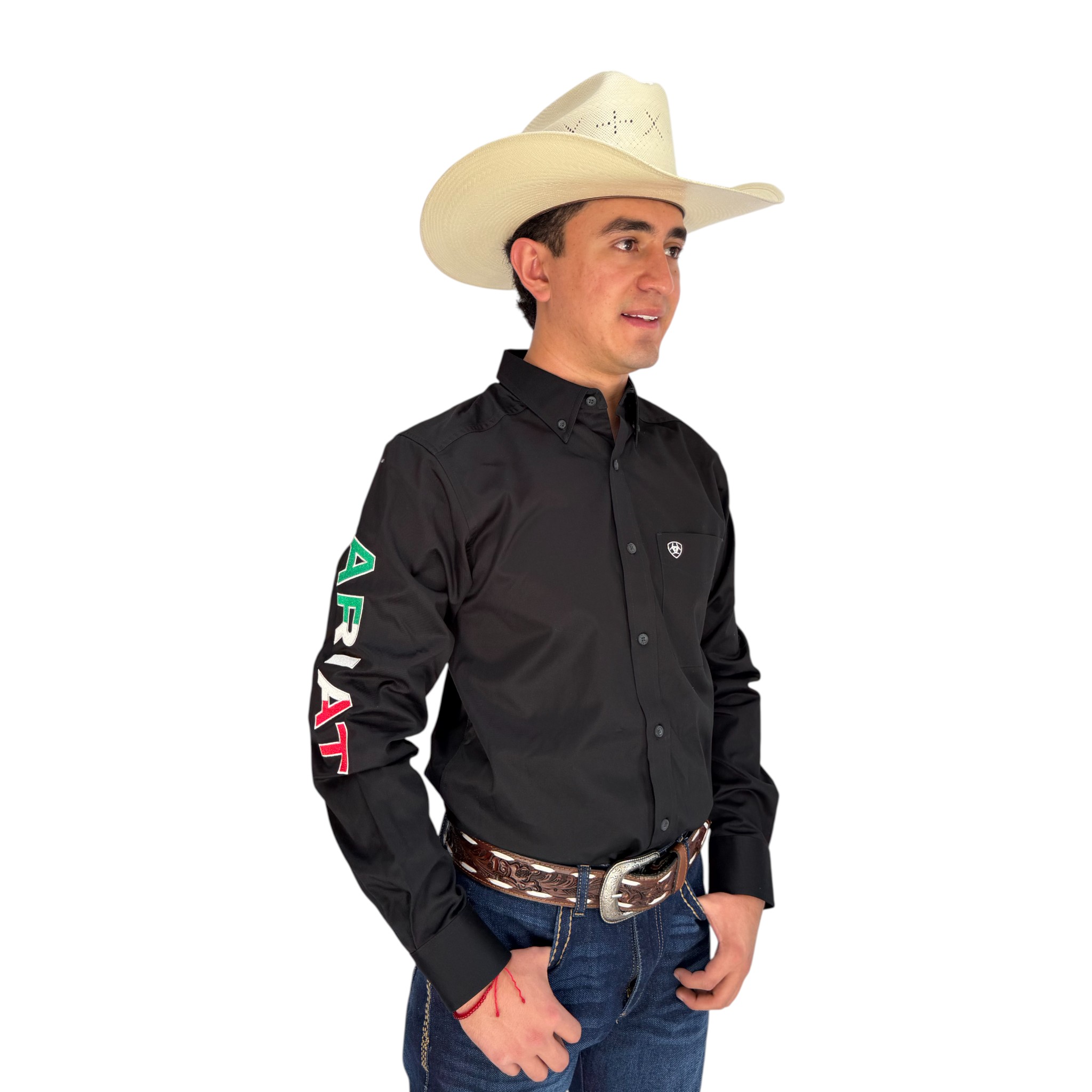 CAMISA ARIAT TEAM LOGO MÉXICO NEGRO