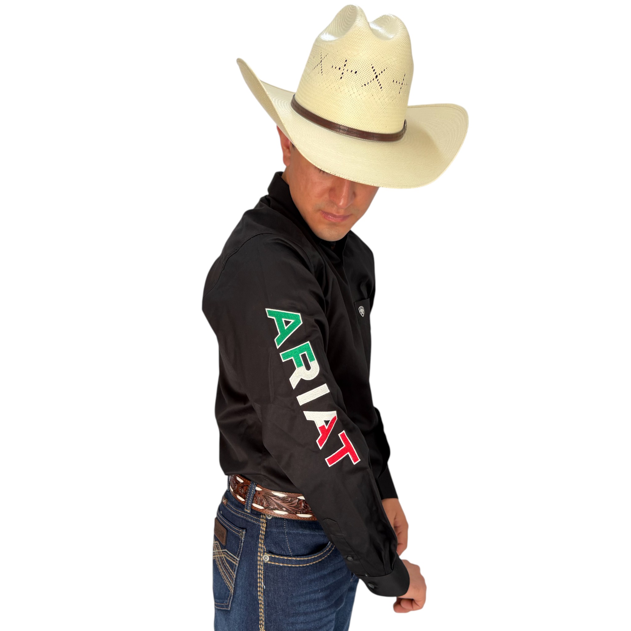 CAMISA ARIAT TEAM LOGO MÉXICO NEGRO