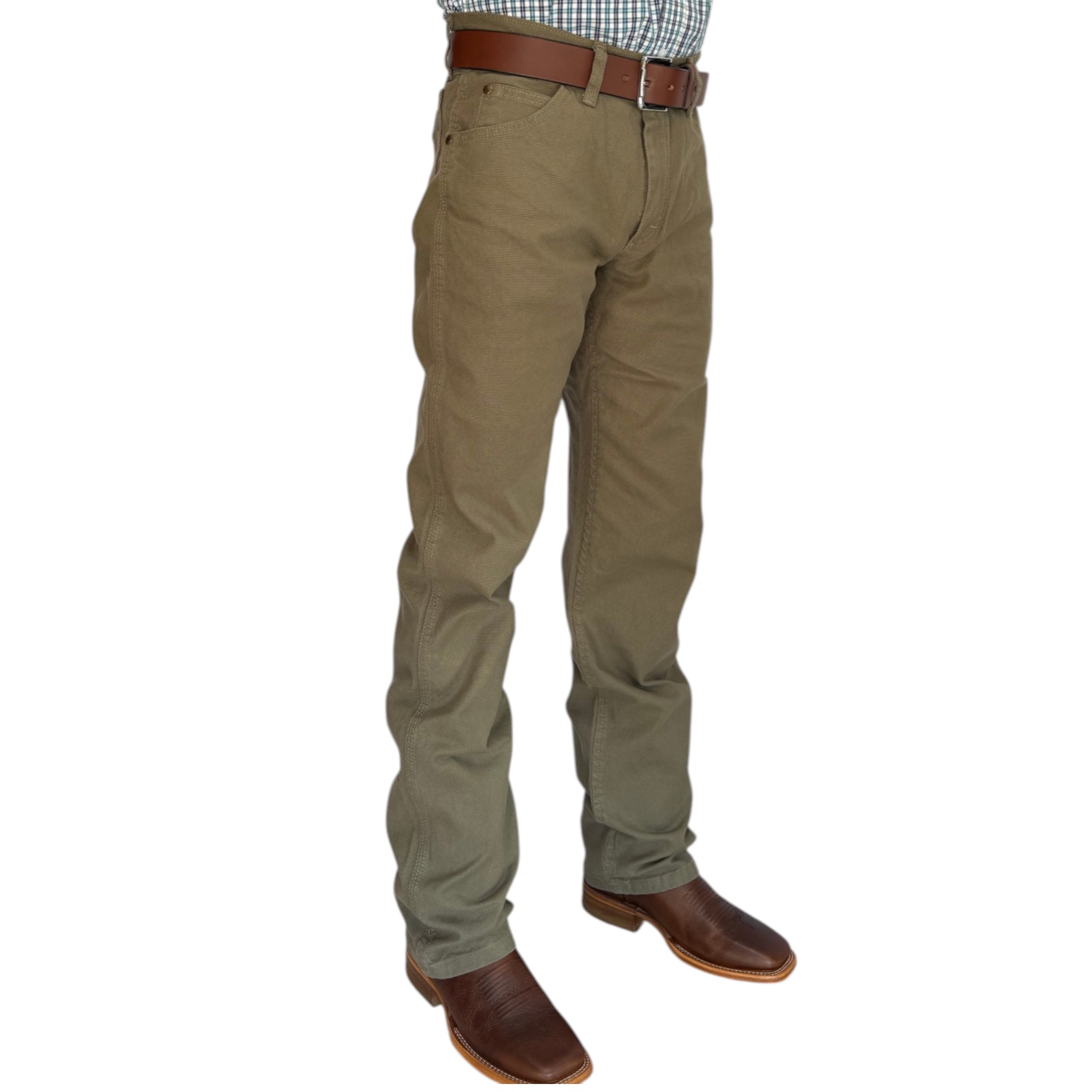 PANTALÓN WRANGLER CABALLERO OLIVO ESTILO VESTIR EN DENIM