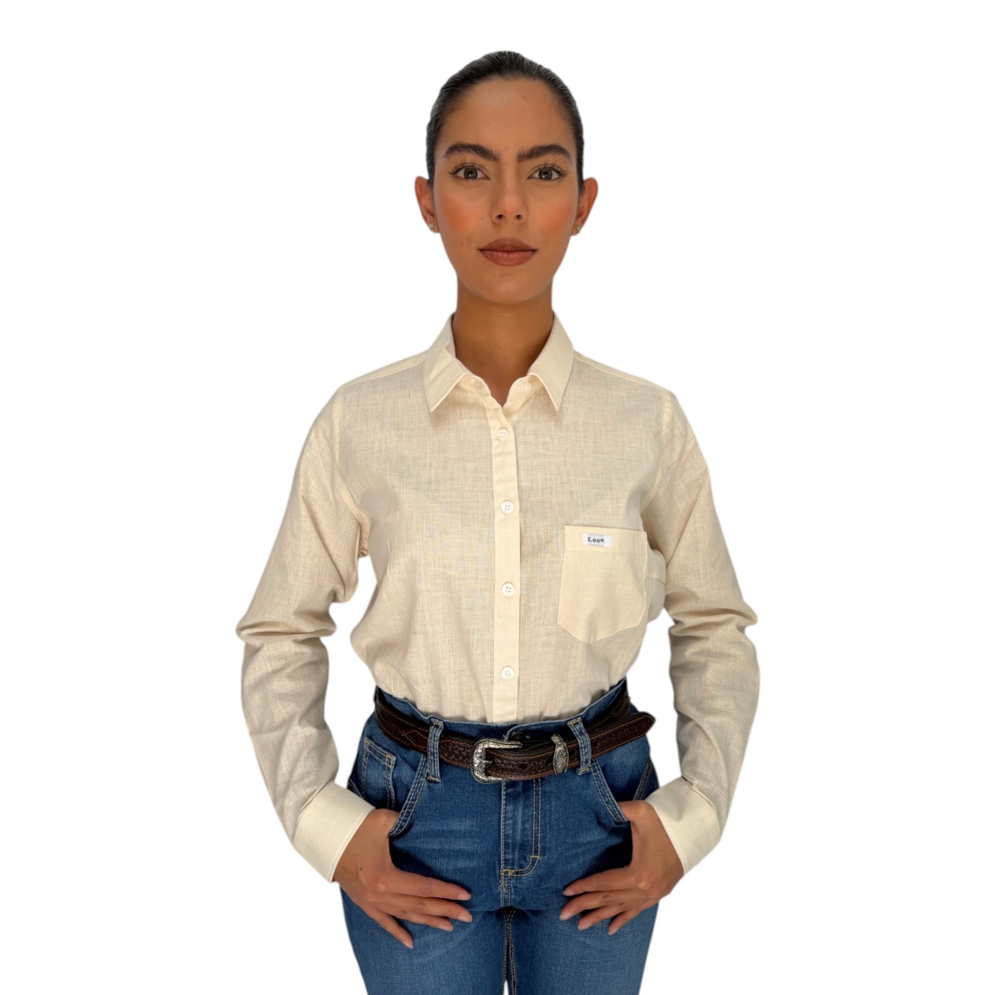 IMG_4706-Photoroom CAMISA WRANGLER DAMA BEIGE LISA ESTILO VAQUERO