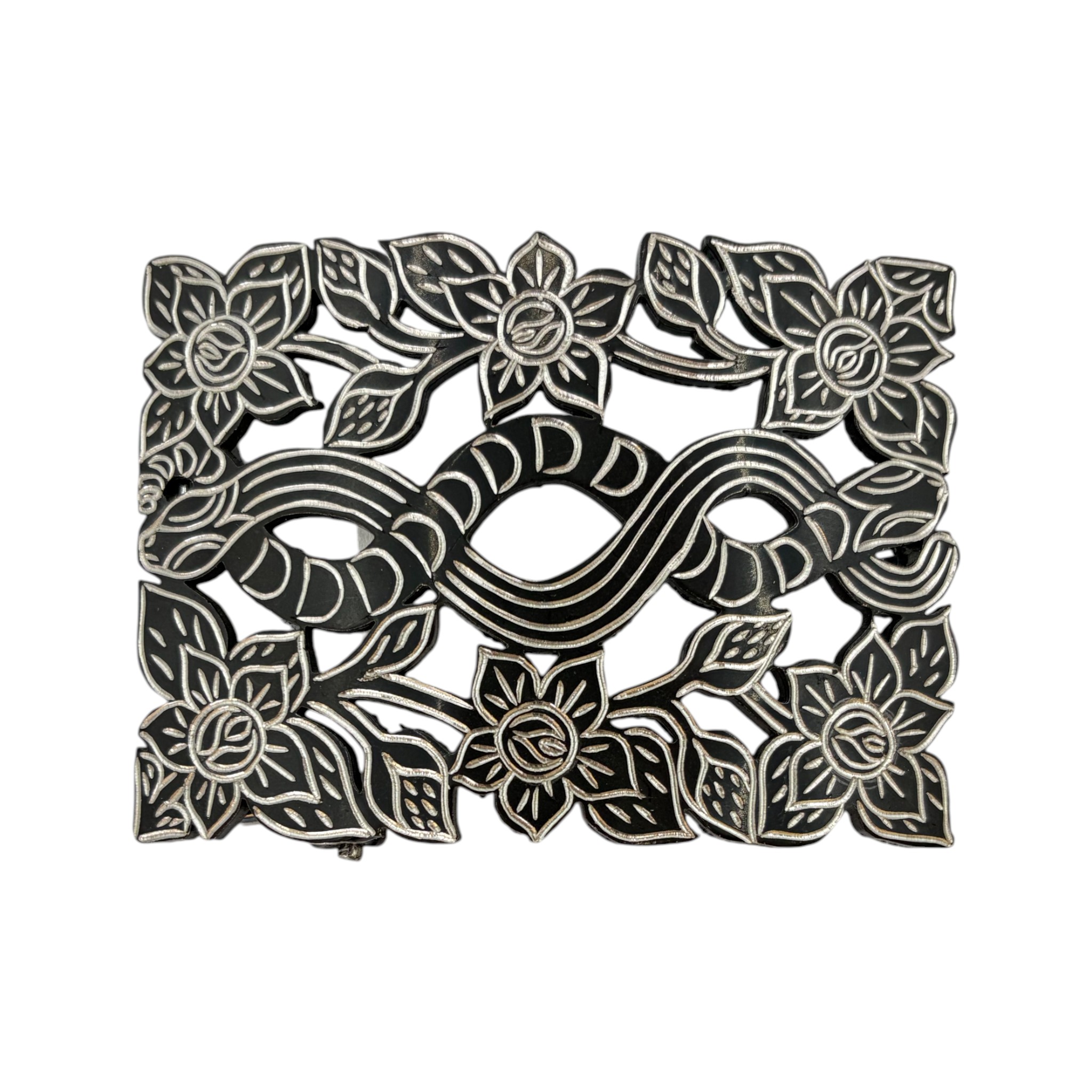 HEBILLA RESACADA FINA SERPIENTE NEGRA.