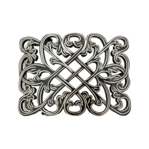 HEBILLA RESCADA FINA NEGRA DISEÑO DE ROMBOS.