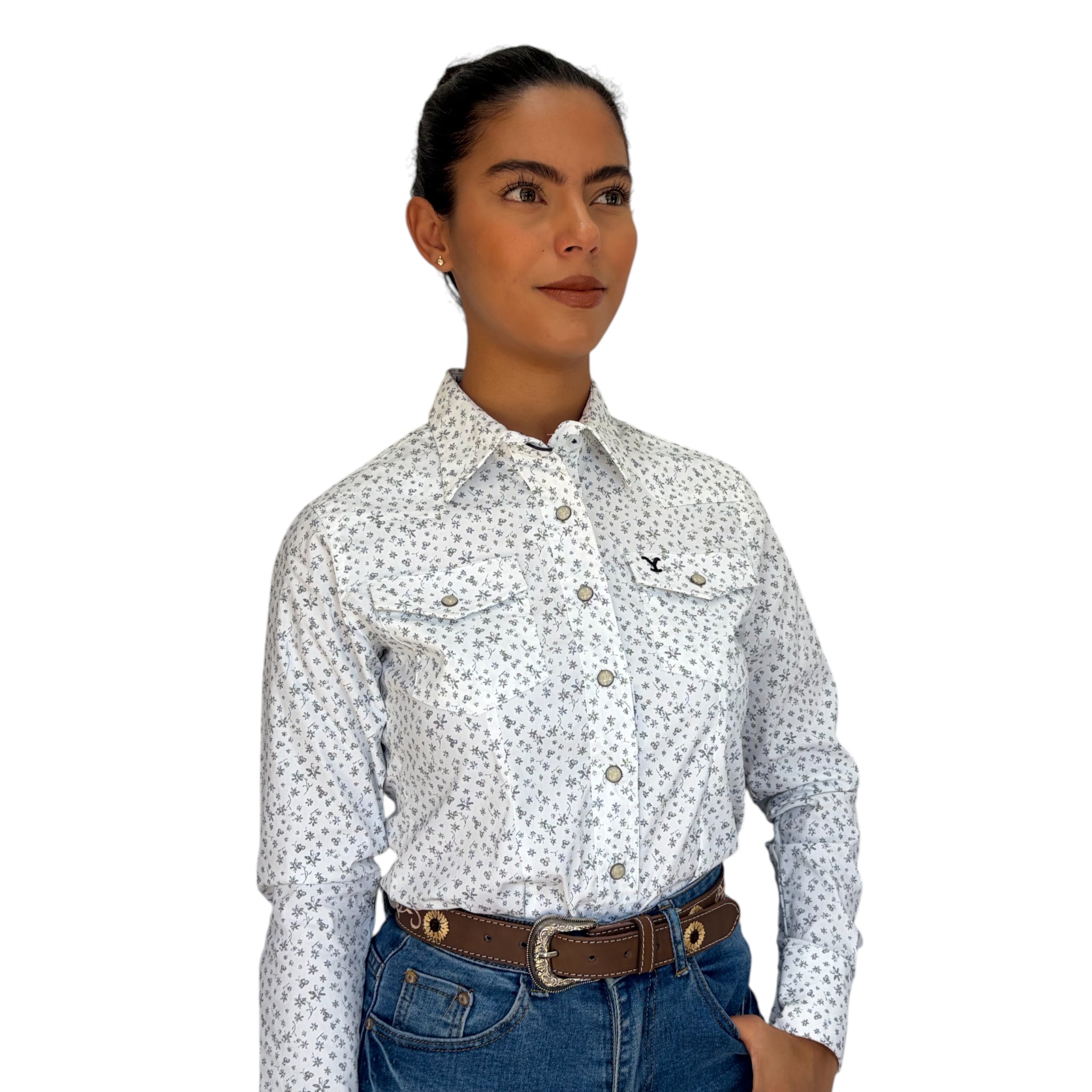 CAMISA DAMA YELLOWSTONE MODELO PRINT BLANCO.
