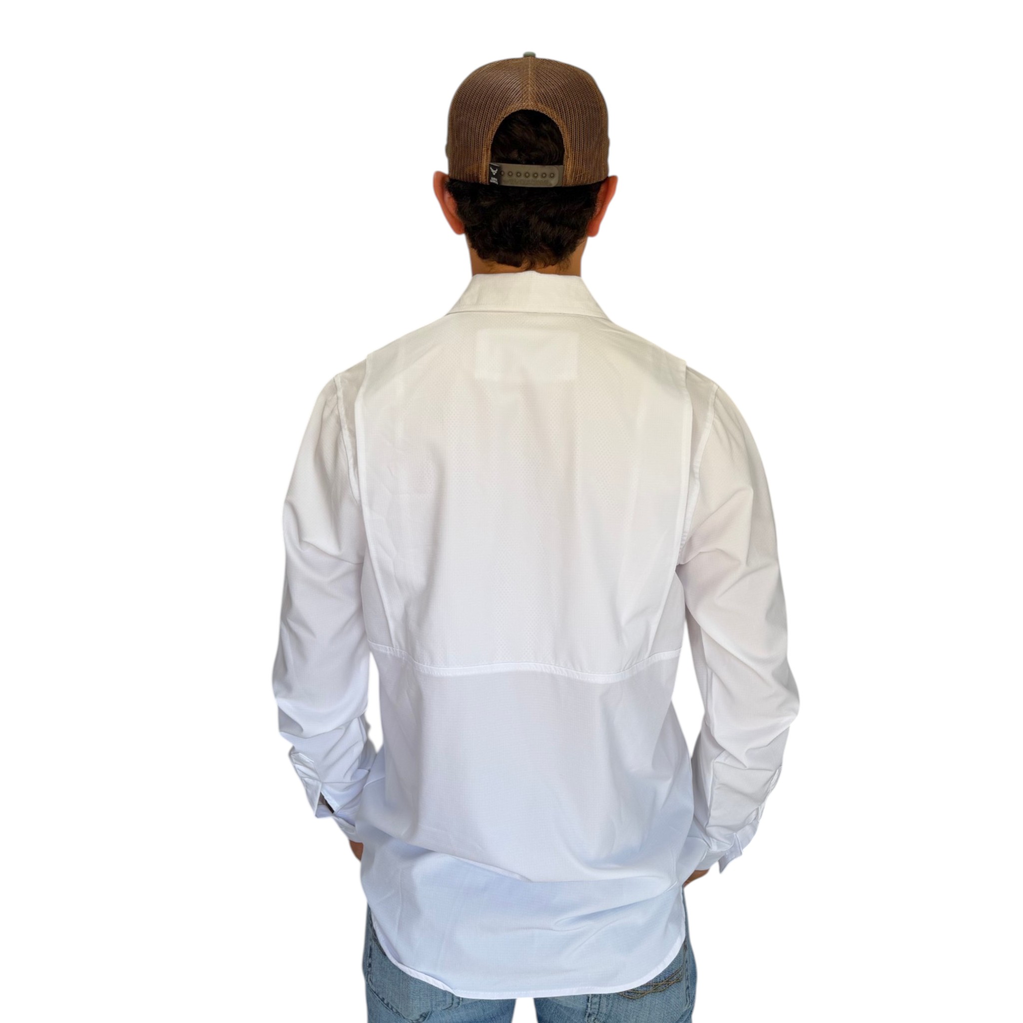 CAMISA REPLICADOS TIPO PESCADOR MANGA LARGA COLOR BLANCO.
