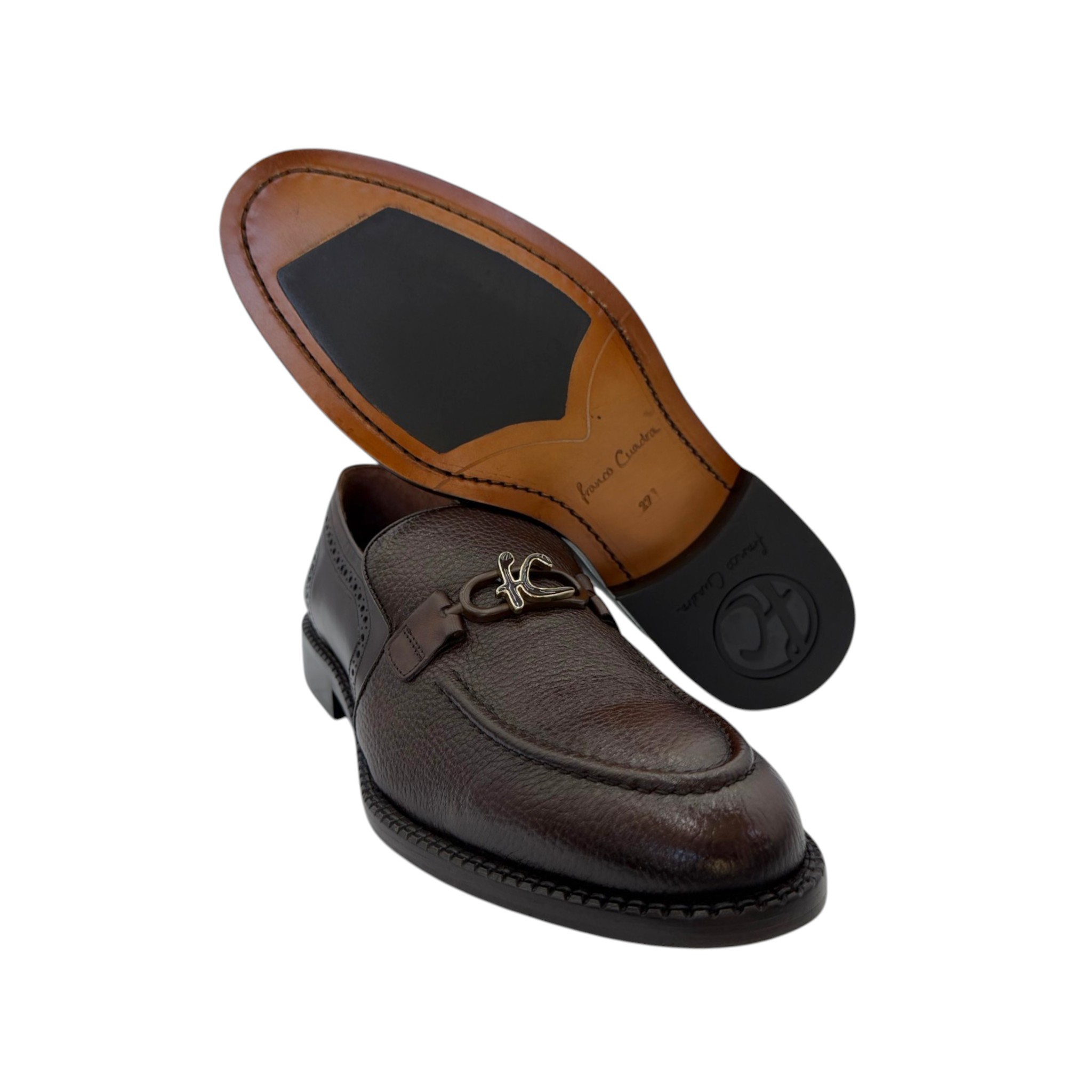 ZAPATO CUADRA MOCASIN EN PIEL DE VENADO CAFÉ.