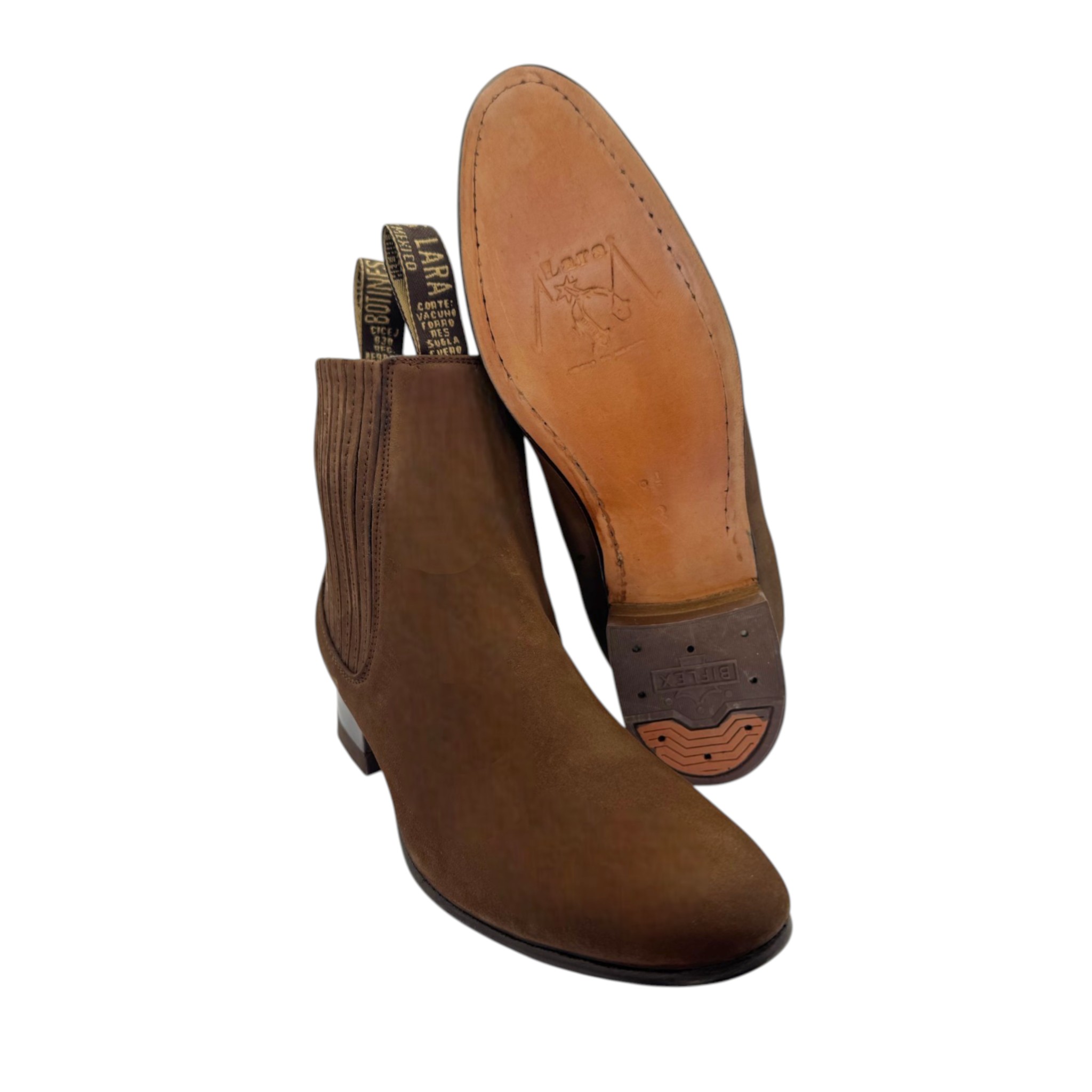 BOTIN LA ESPUELA SUELA DE CUERO NOBUCK TABACO.