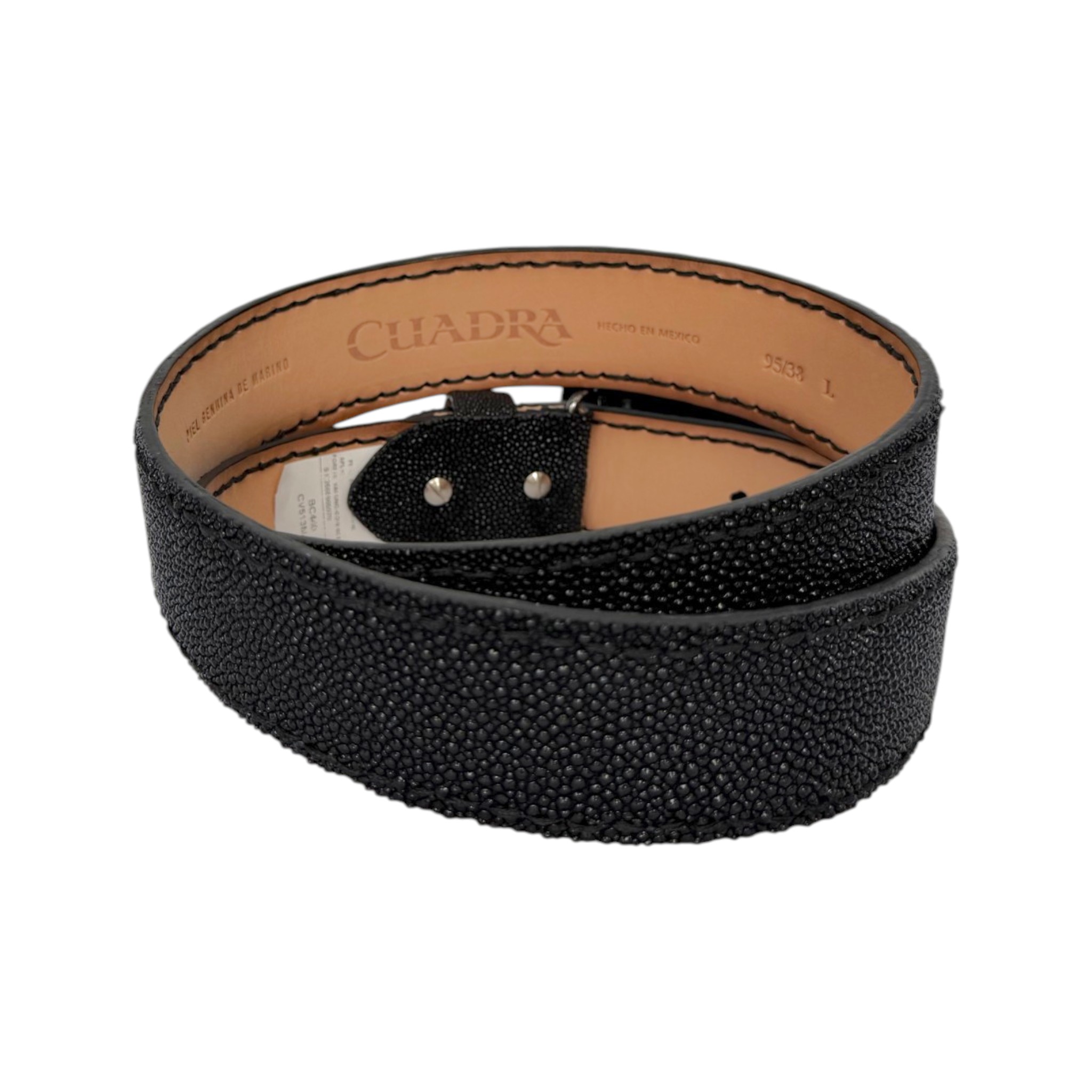 CINTO CUADRA EN PIEL GENUINA DE MANTARRAYA.