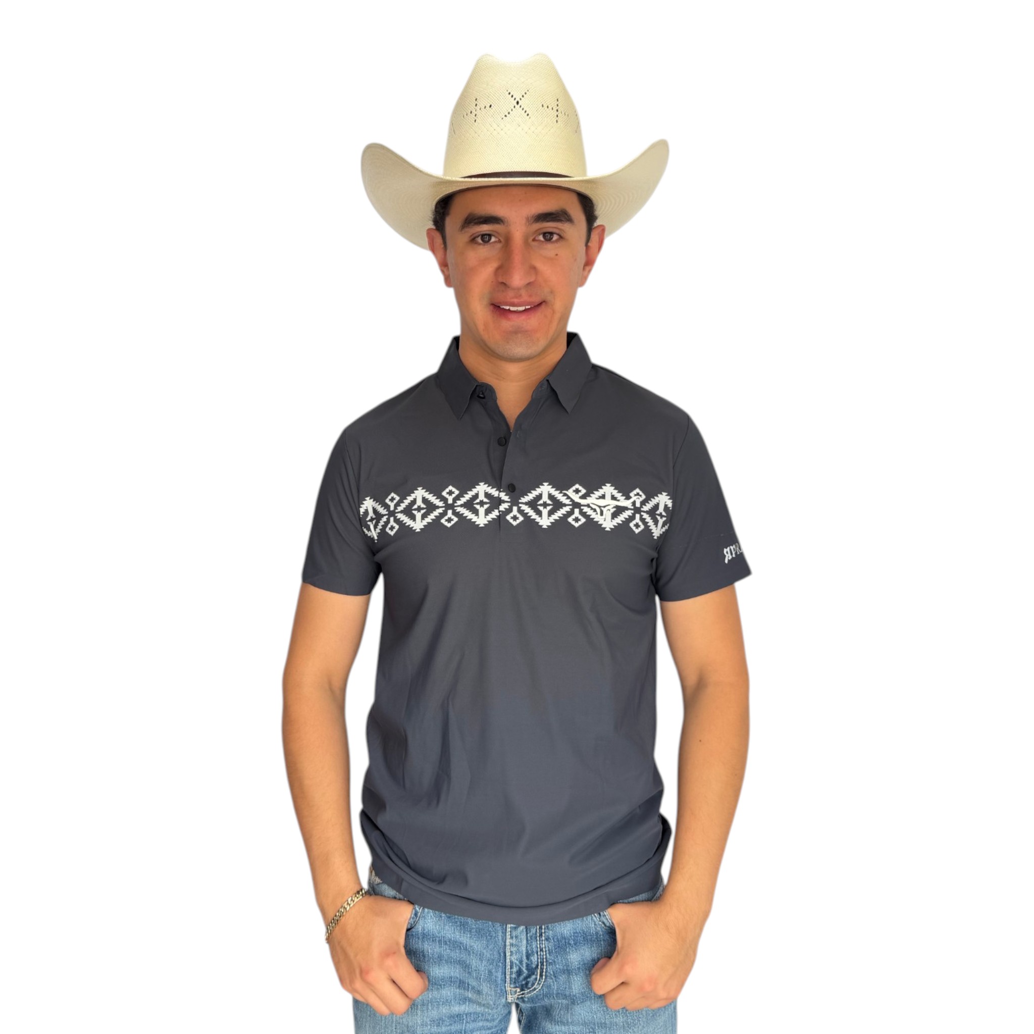 PLAYERA REPLICADOS GRIS MANGA CORTA MODELO CHECOTAH.