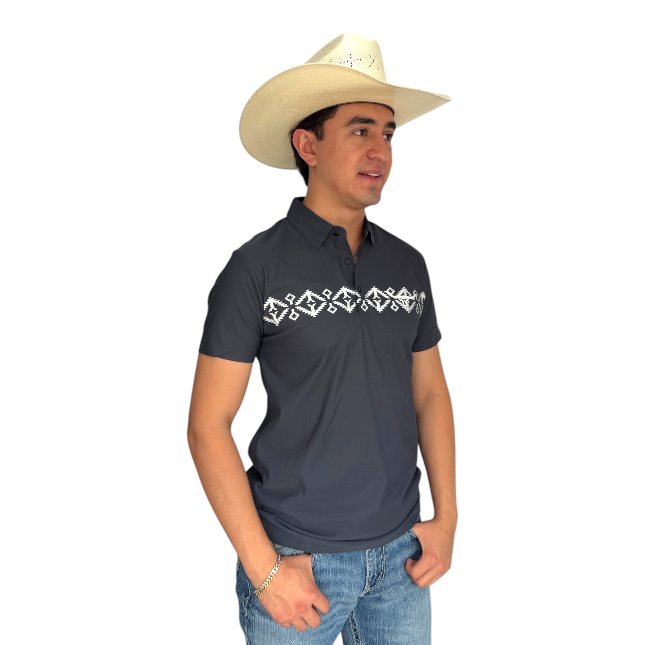 PLAYERA REPLICADOS GRIS MANGA CORTA MODELO CHECOTAH.