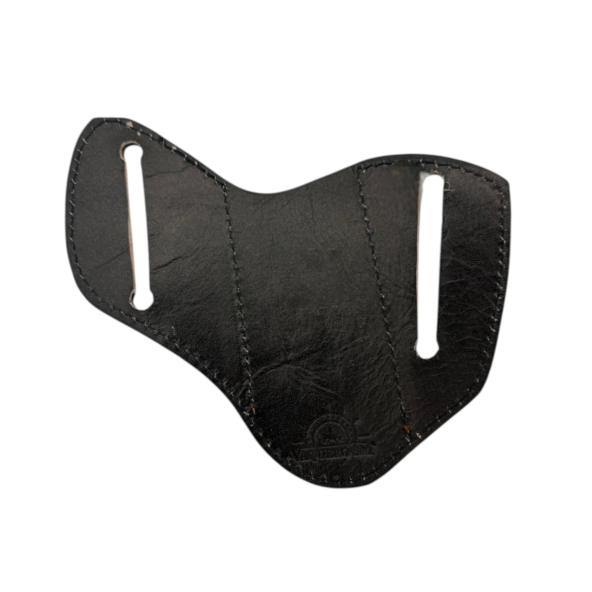 FUNDA DE NAVAJA TIPO MURCIELAGO GRABADO PETATILLO NEGRO.