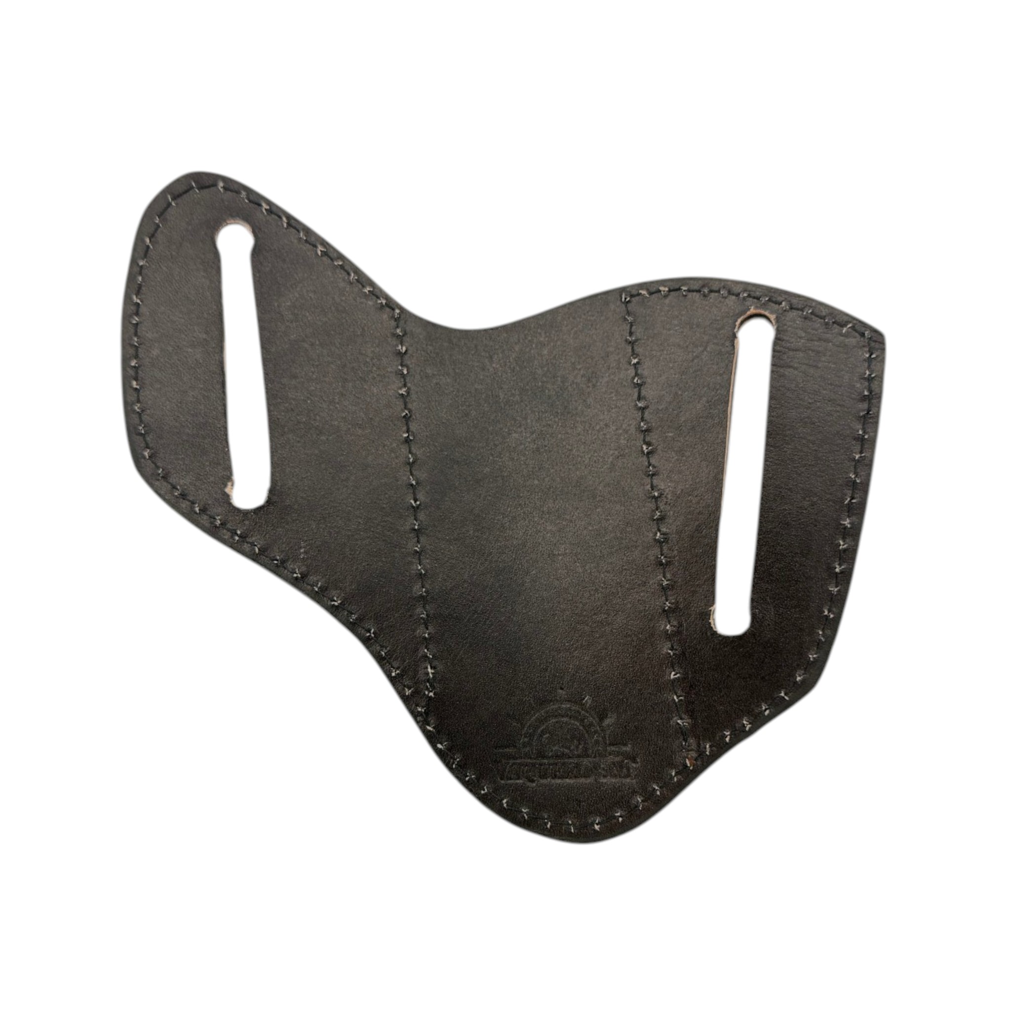 FUNDA DE NAVAJA TIPO MURCIELAGO GRABADO FLOR CAFE.