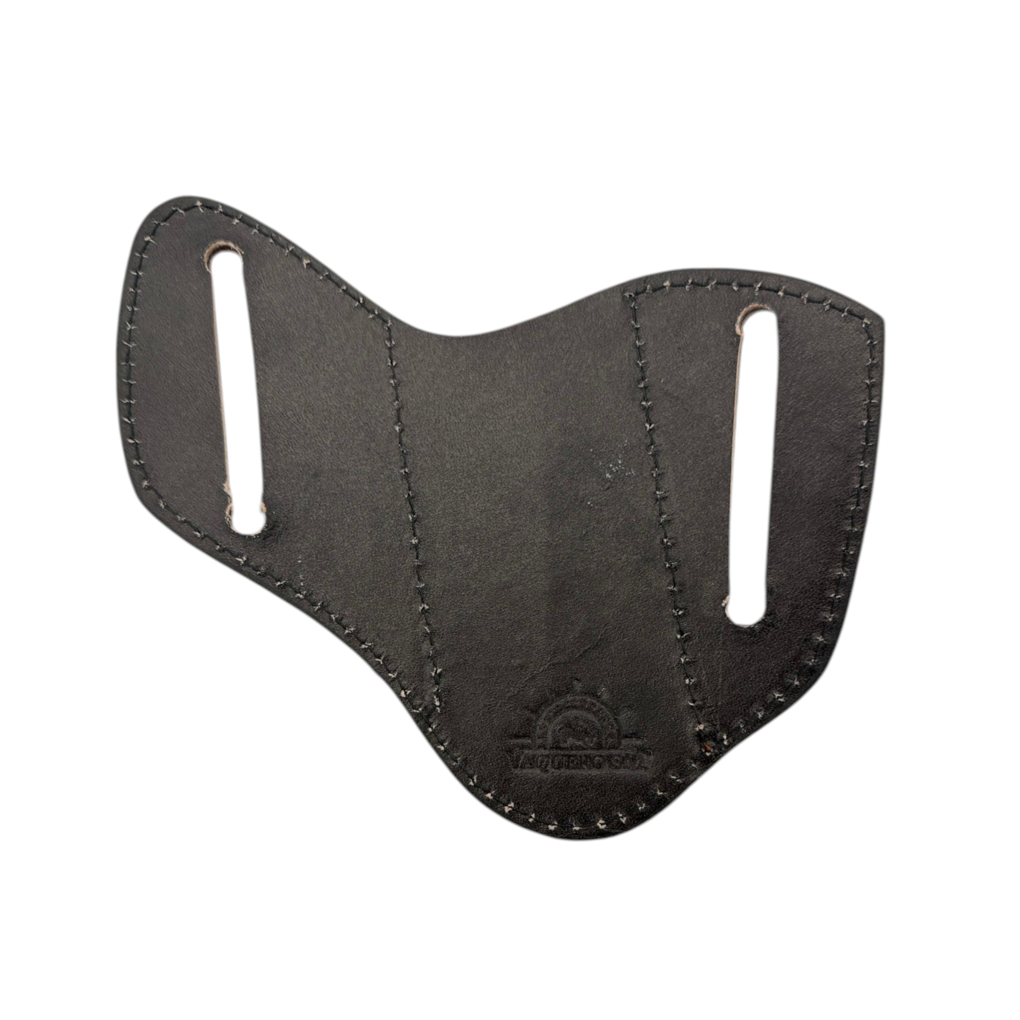 FUNDA DE NAVAJA TIPO MURCIELAGO GRABADO PETATILLO CAFE.