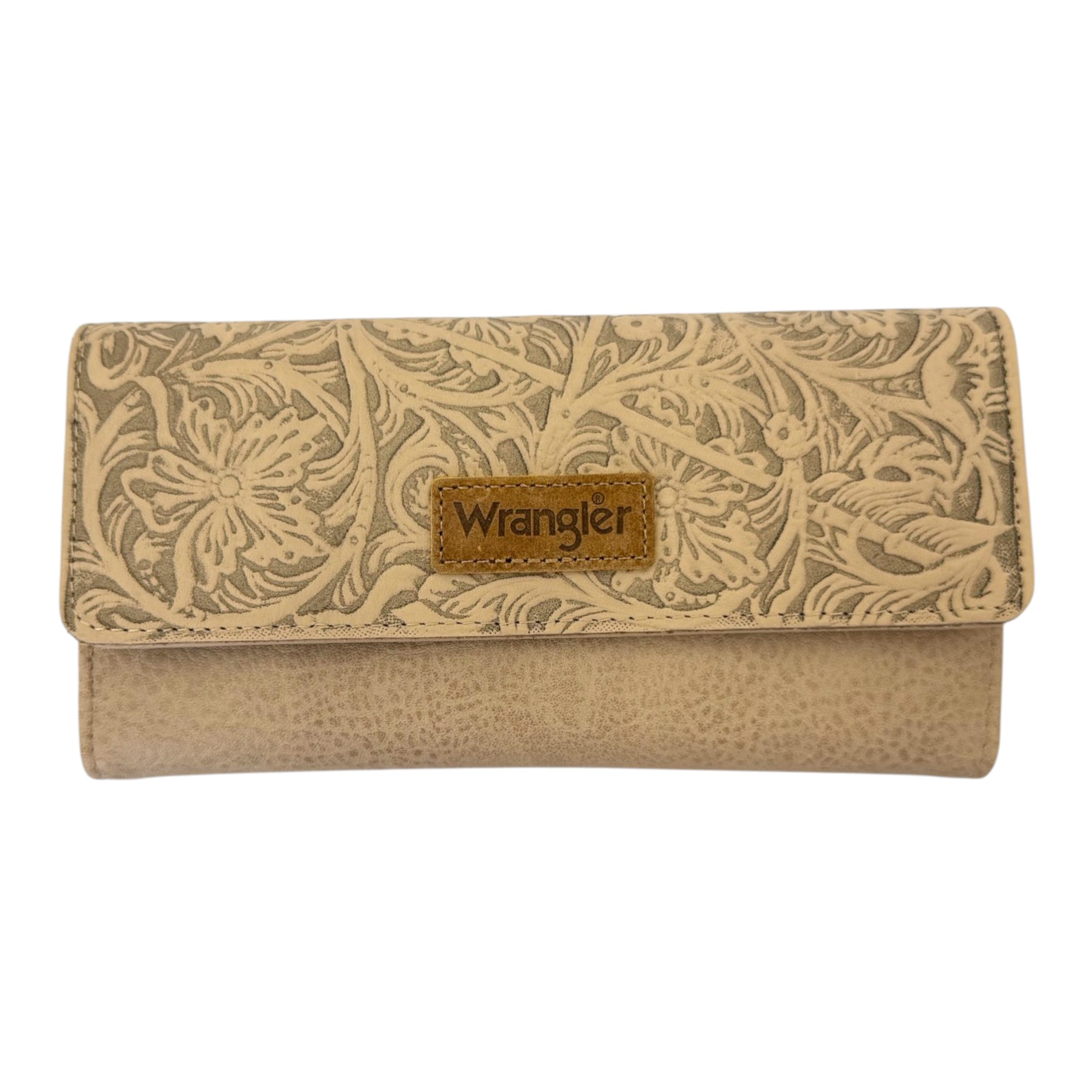 CARTERA WRANGLER DAMA GRABADO FLORES COLOR ARENA.